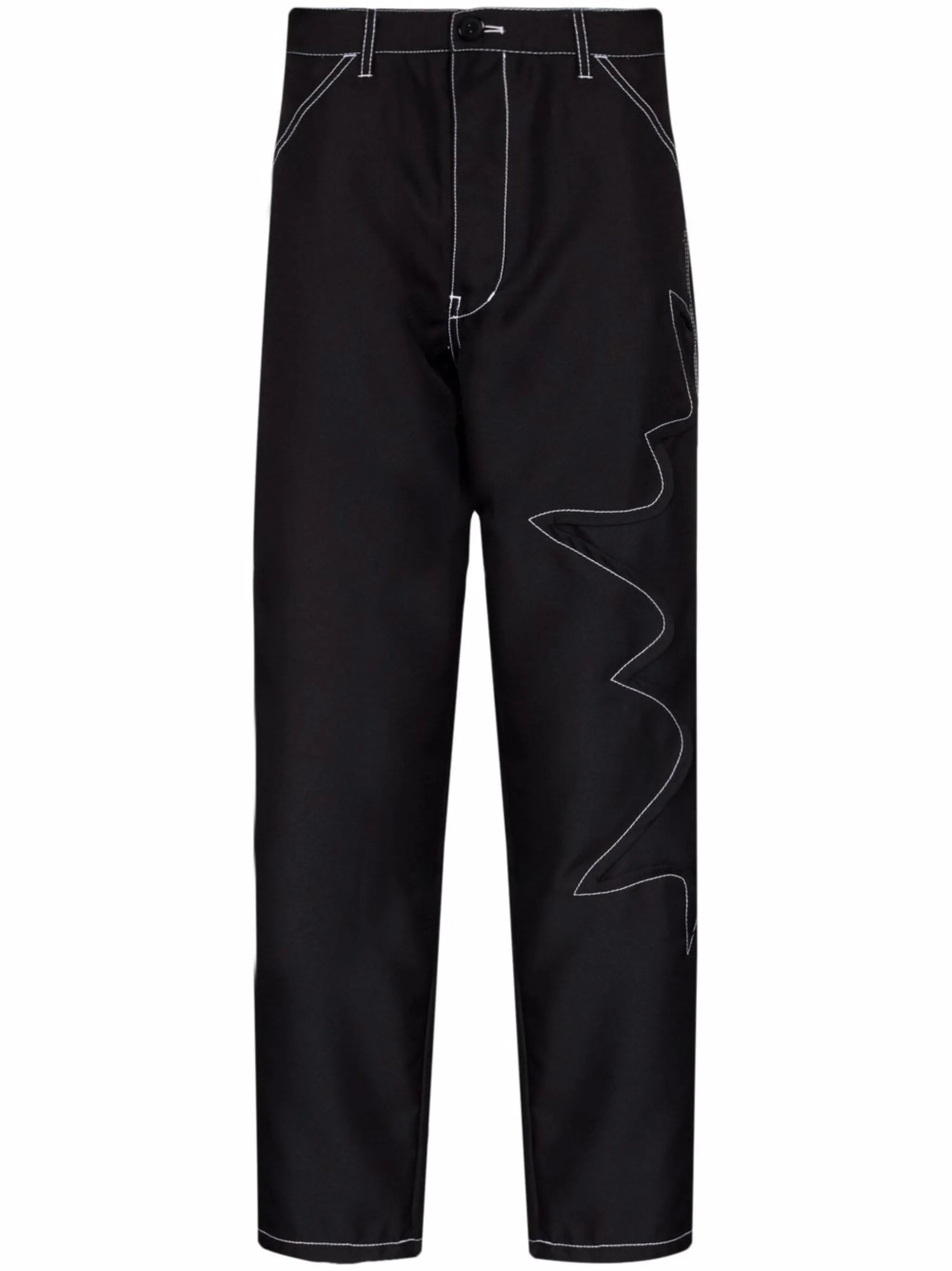 contrast-stitching straight leg trousers