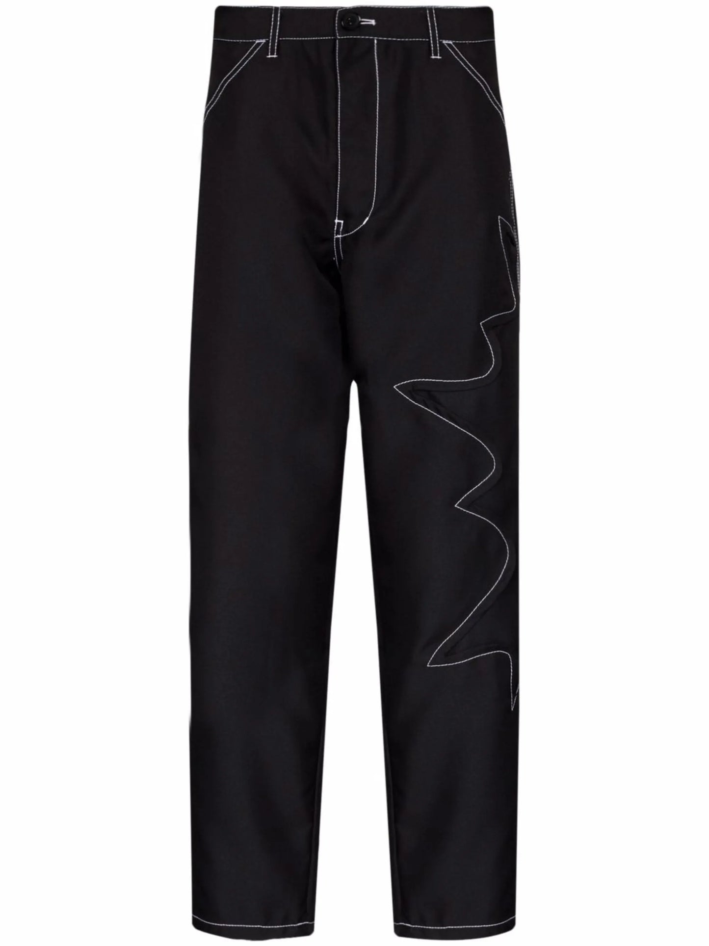 contrast-stitching straight leg trousers