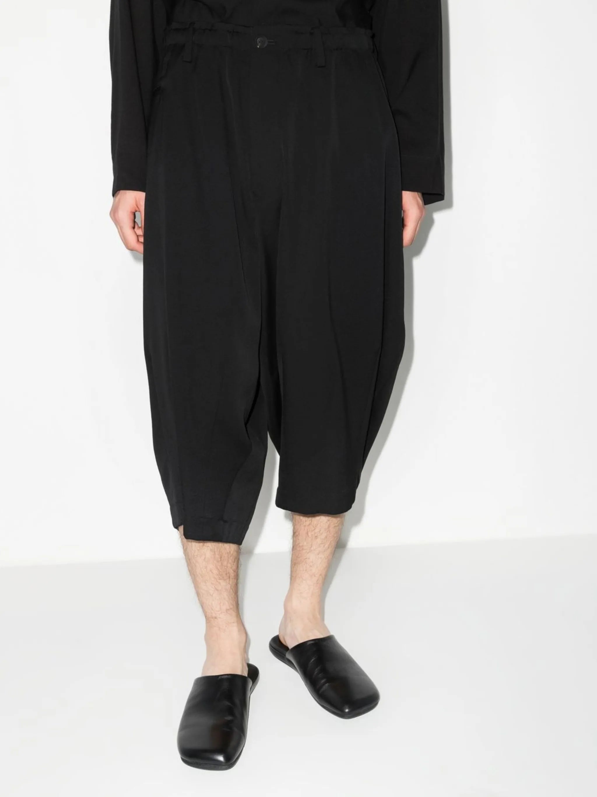 cropped wide-leg wool trousers