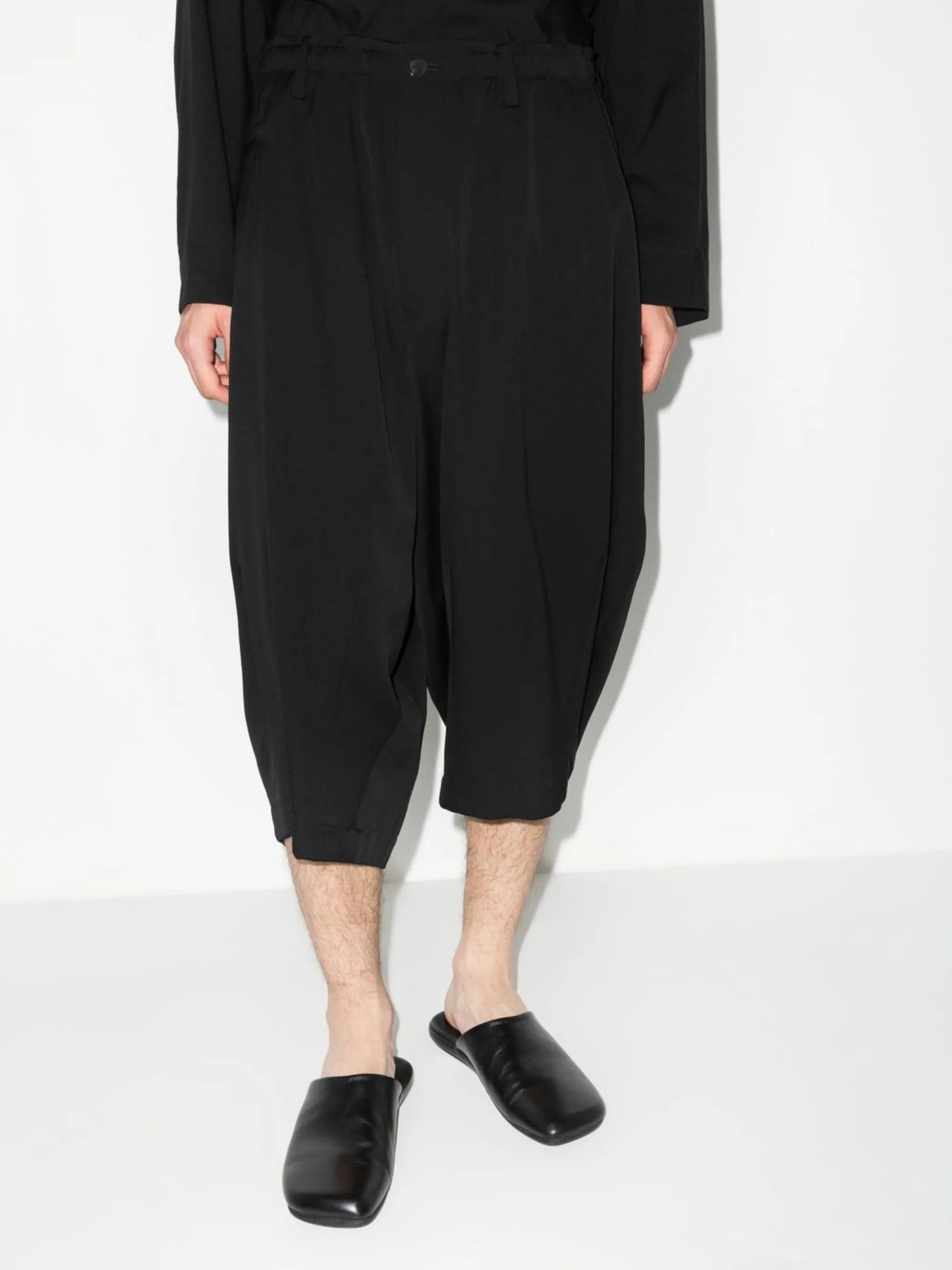 cropped wide-leg wool trousers