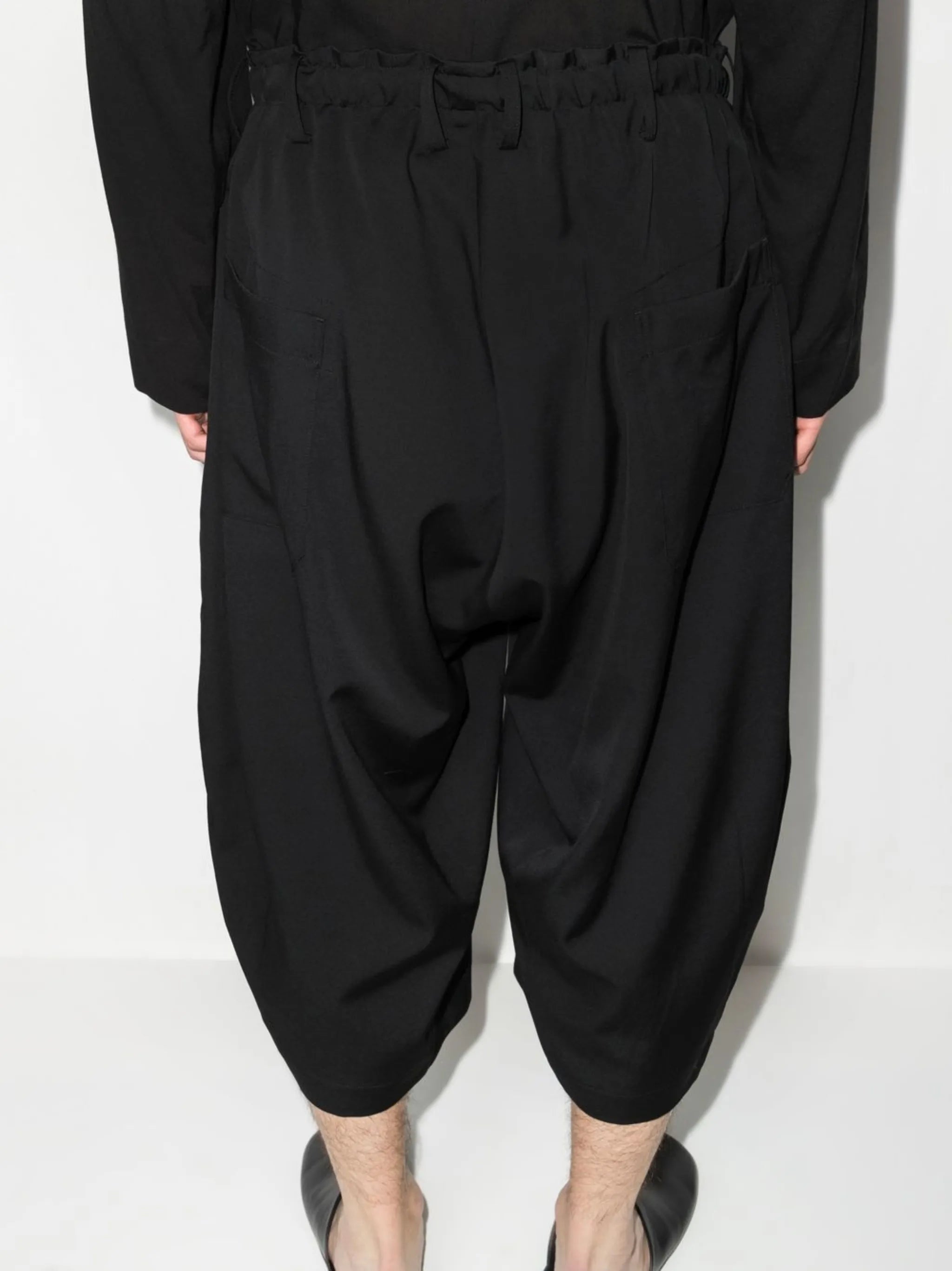 cropped wide-leg wool trousers