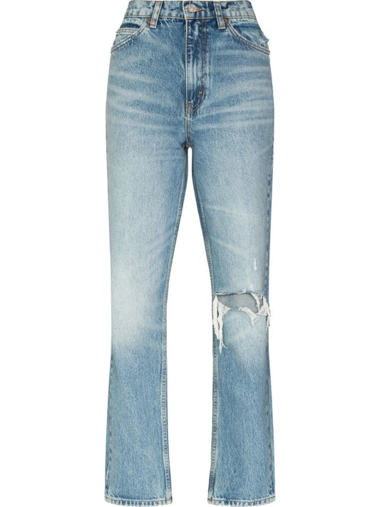 '70s ripped-knee straight-leg jeans