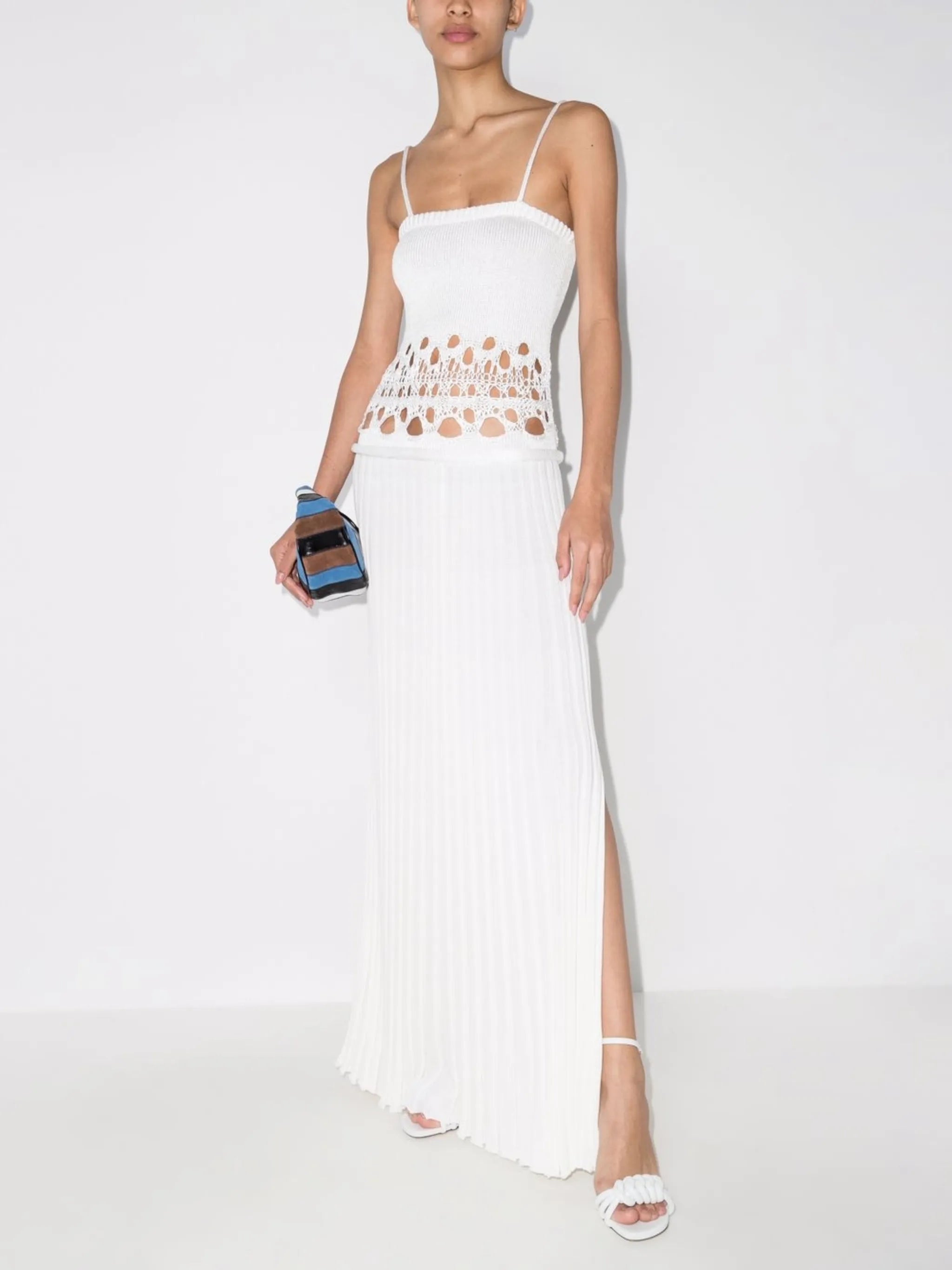 crochet-detailing knitted maxi dress
