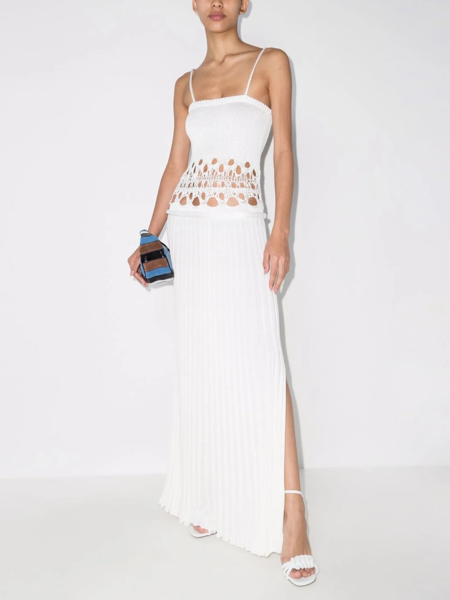 crochet-detailing knitted maxi dress