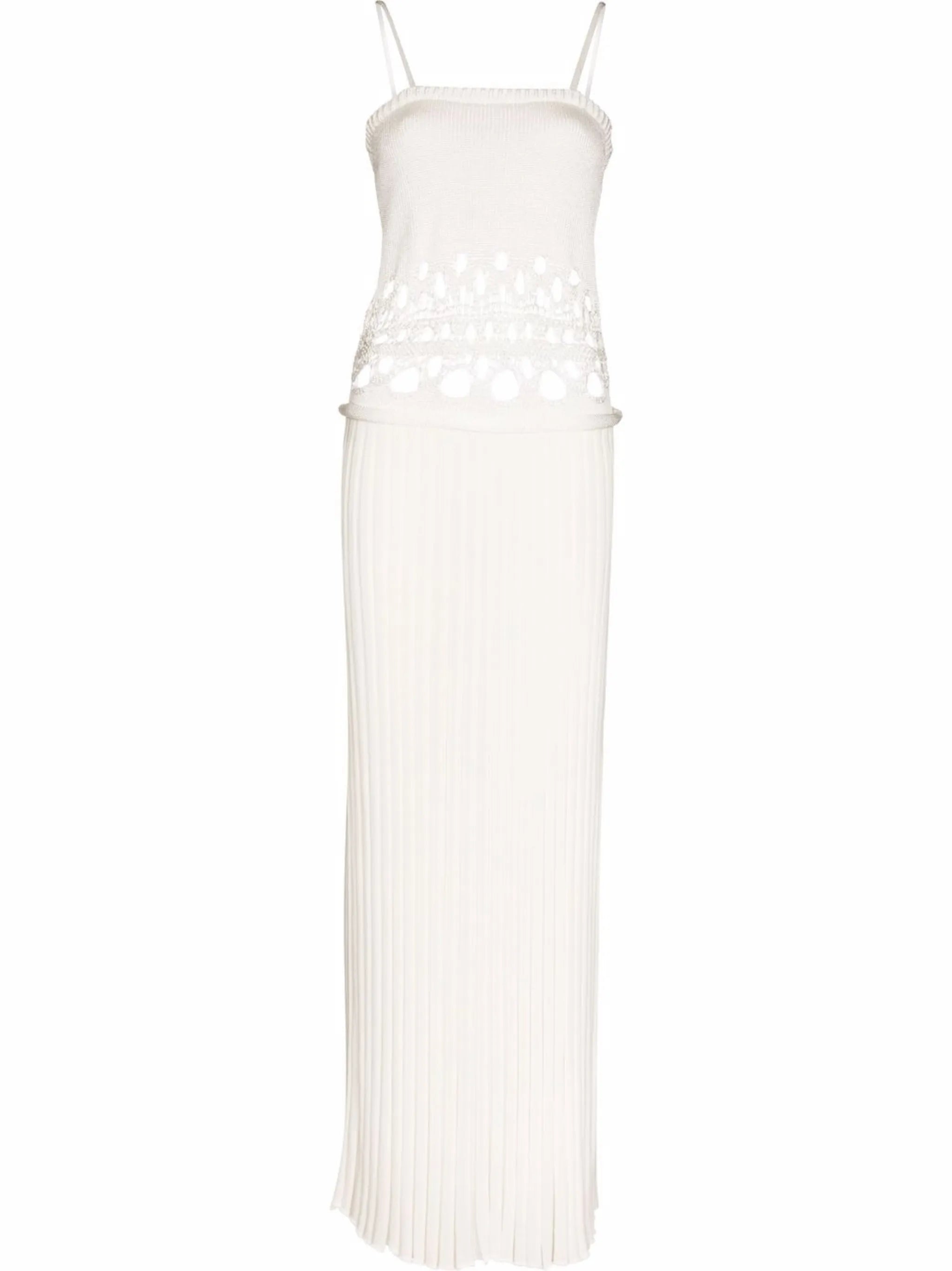 crochet-detailing knitted maxi dress