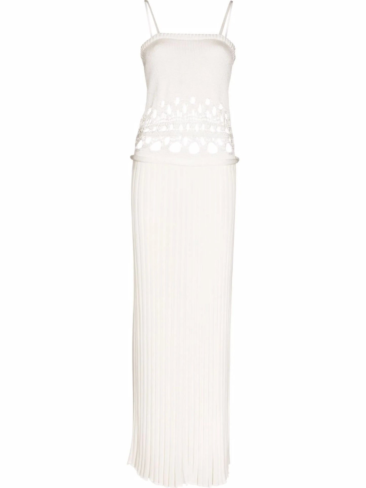 crochet-detailing knitted maxi dress