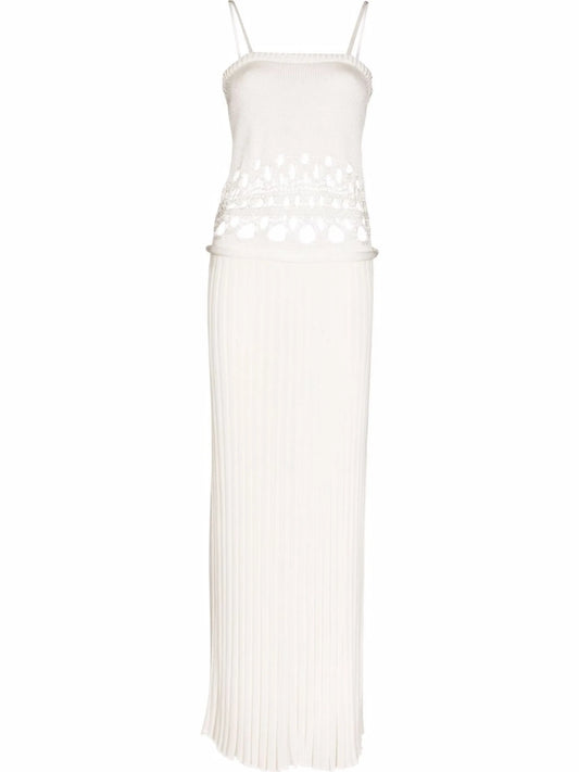 crochet-detailing knitted maxi dress
