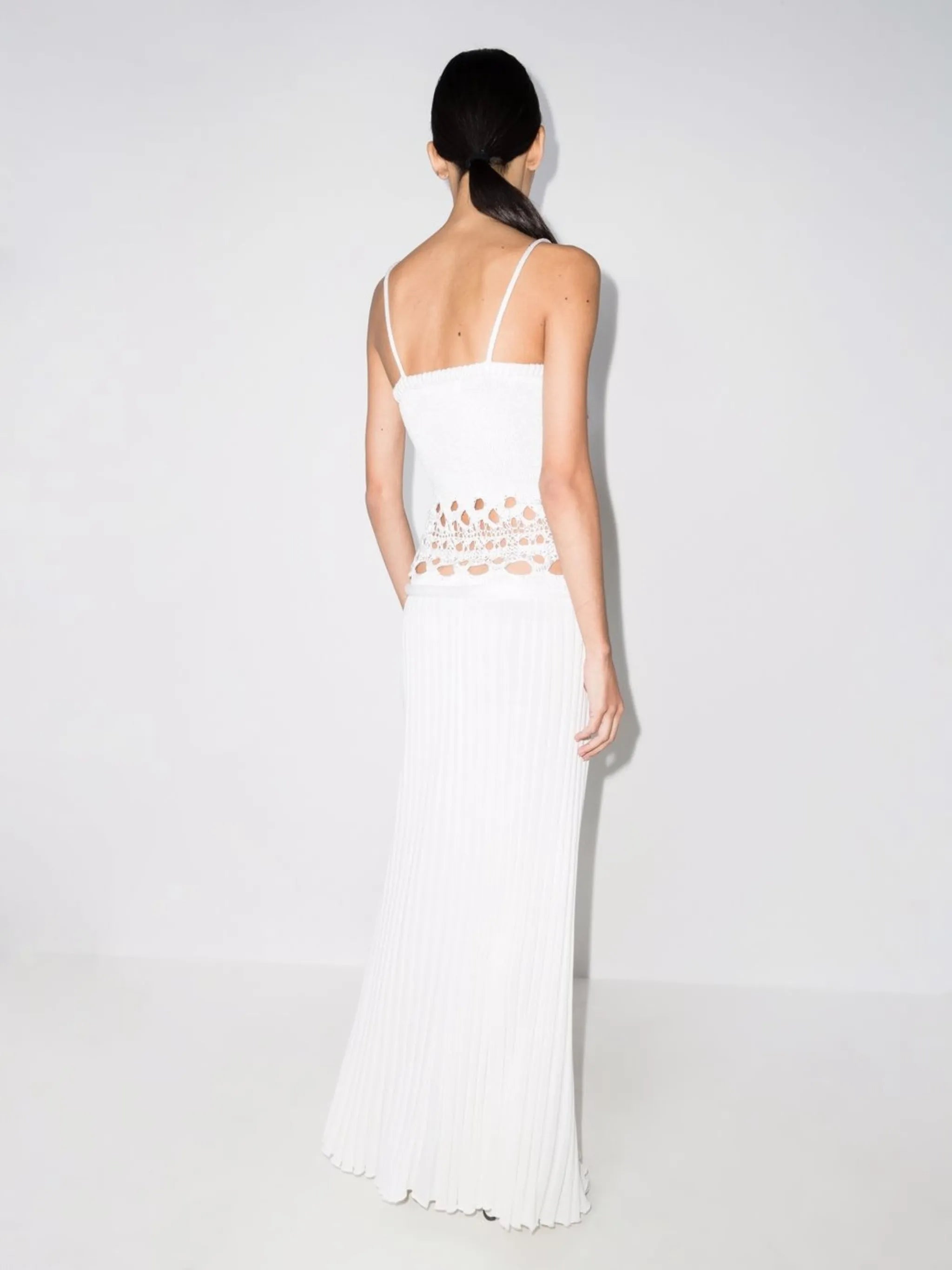 crochet-detailing knitted maxi dress