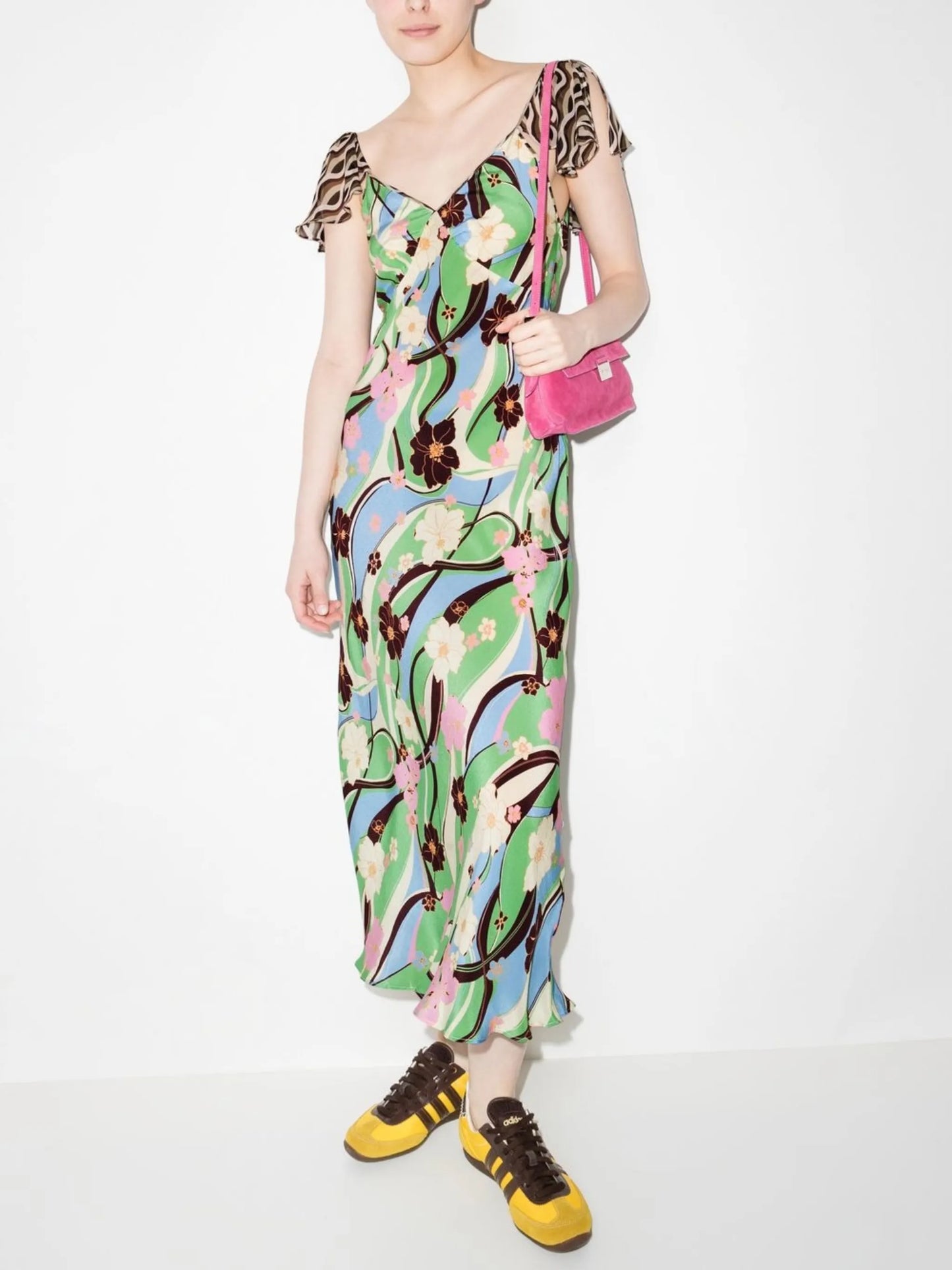 Effie panelled V-neck midi dress