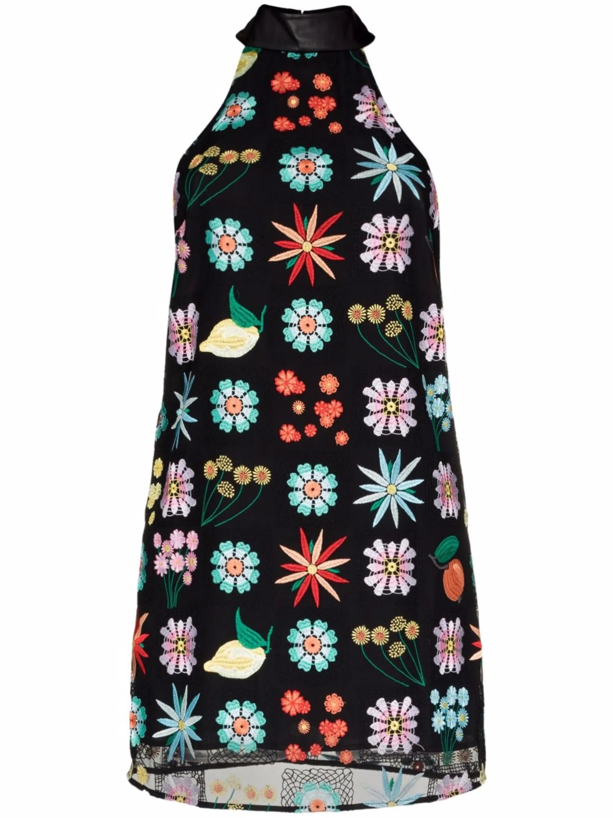 Sicily floral-embroidered minidress