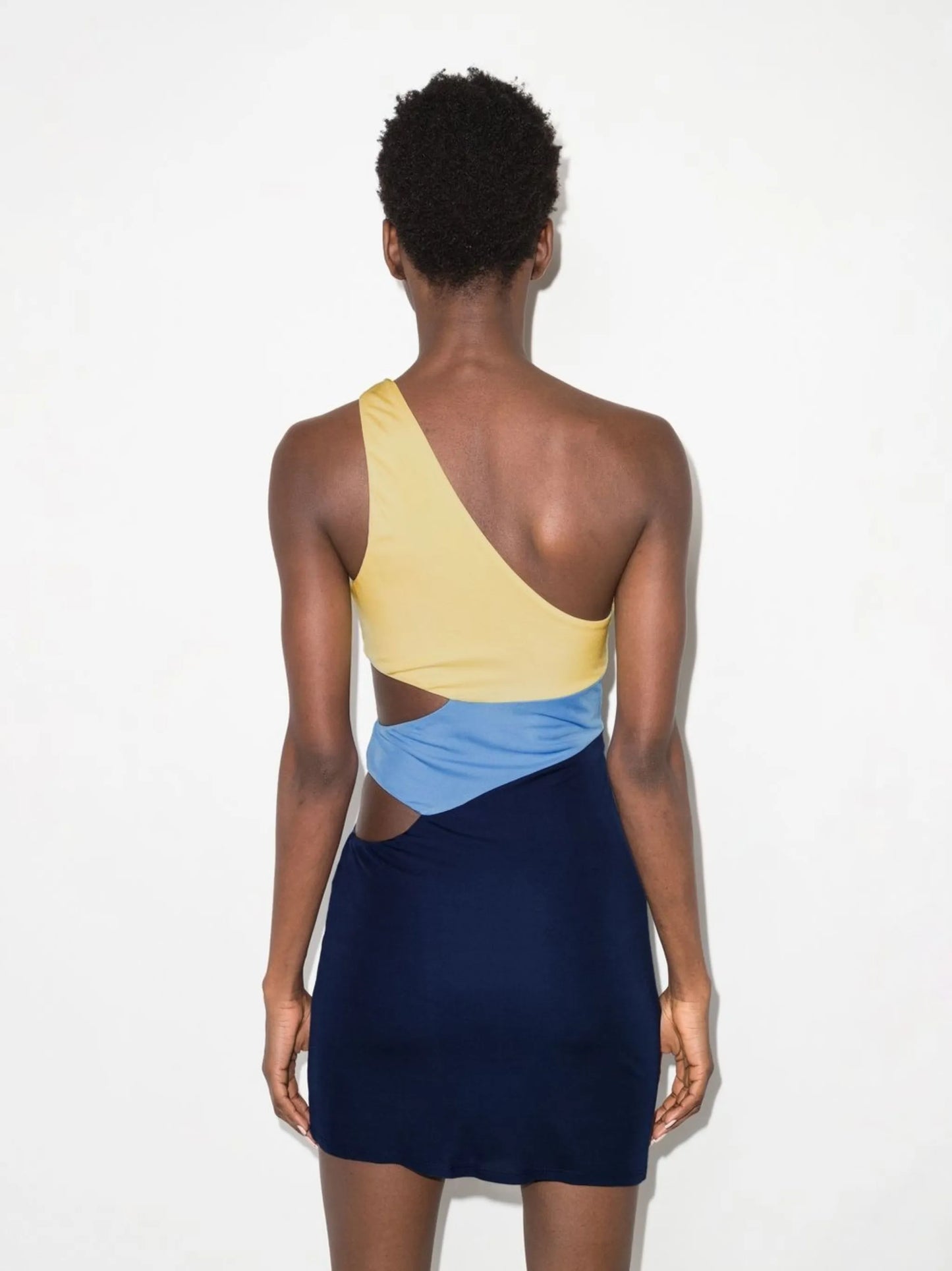 colour-block one-shoulder mini dress
