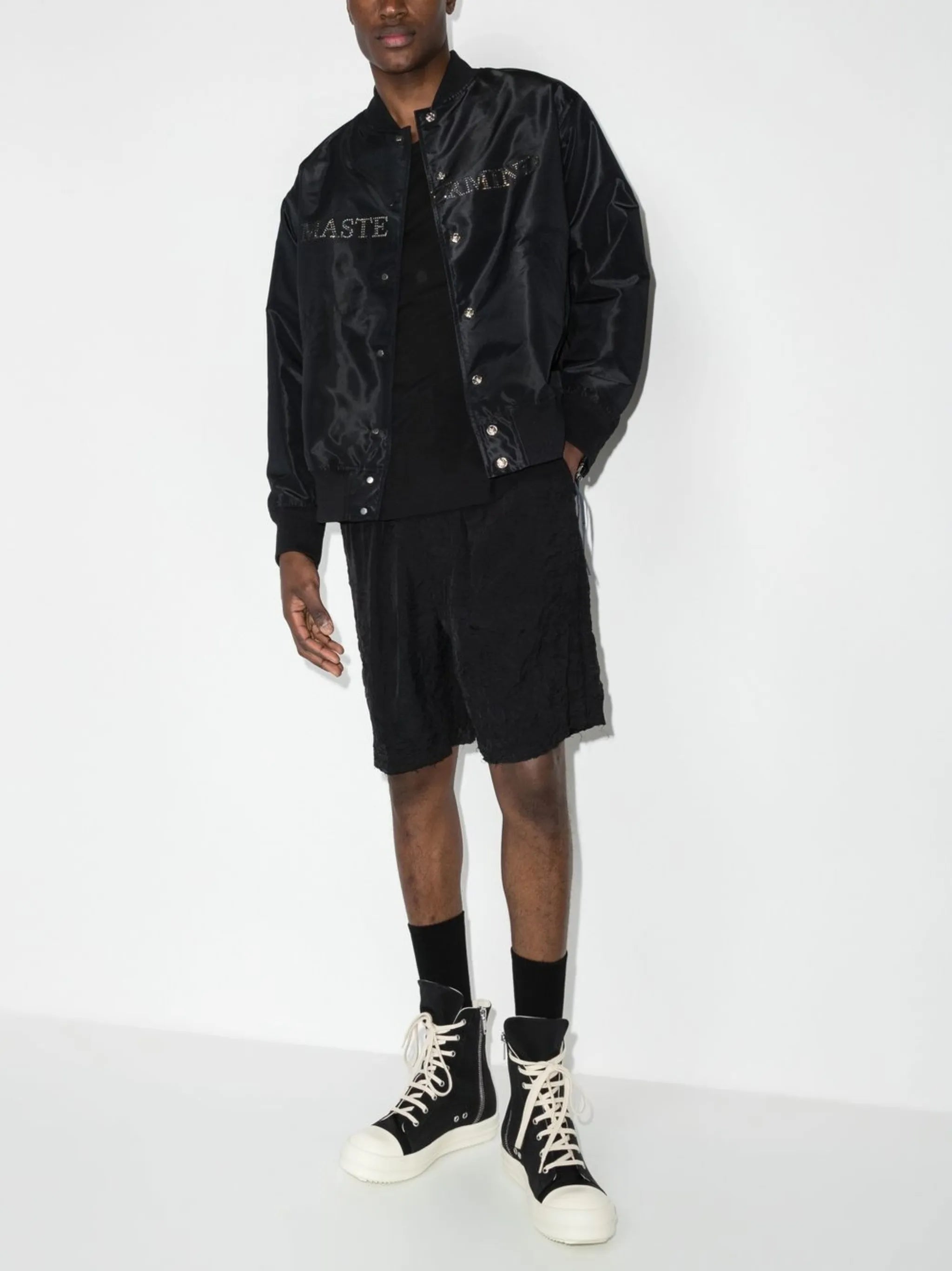 crystal skull-embellished bomber jacket