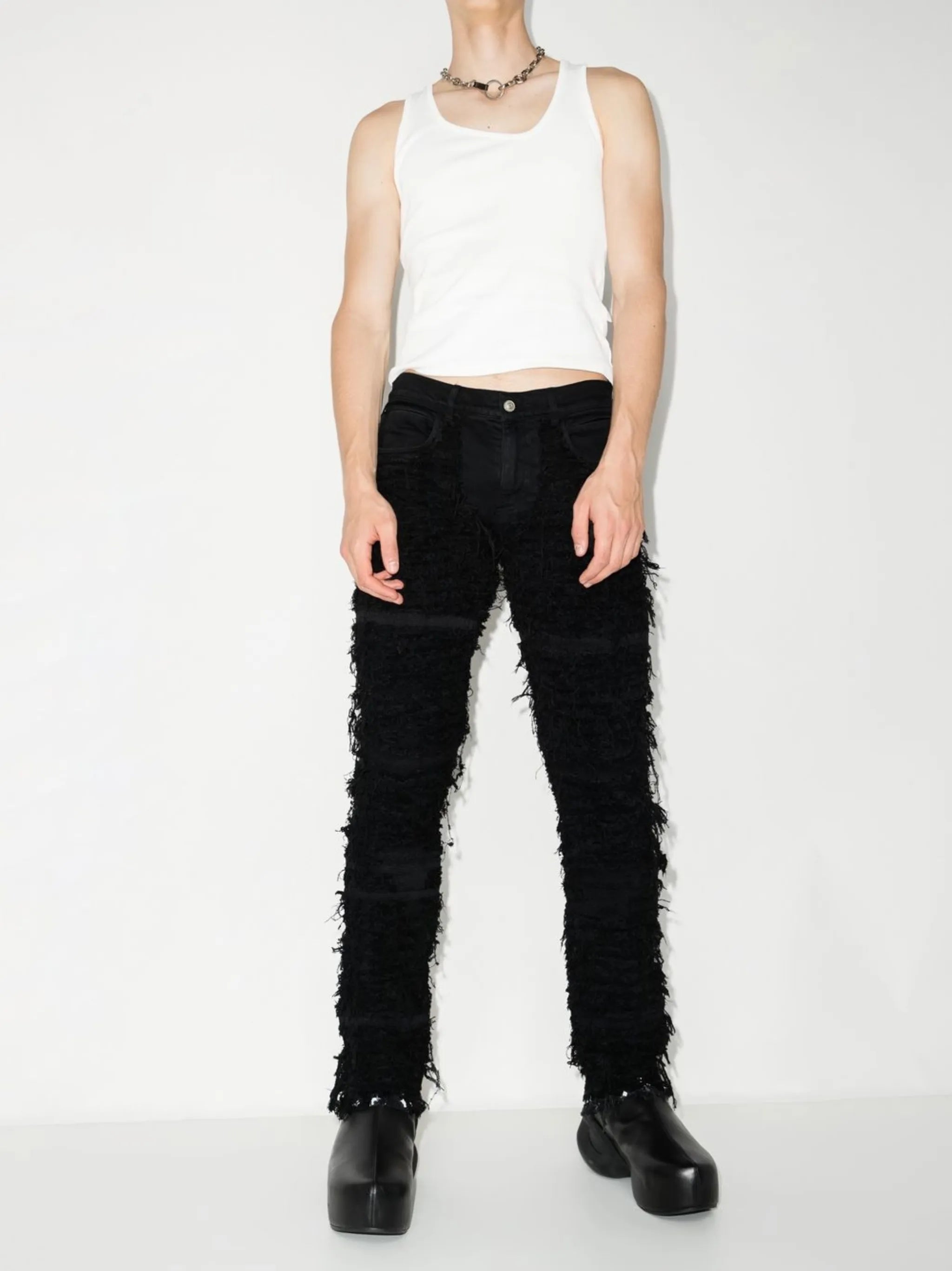 x Blackmeans distressed straight-leg jeans