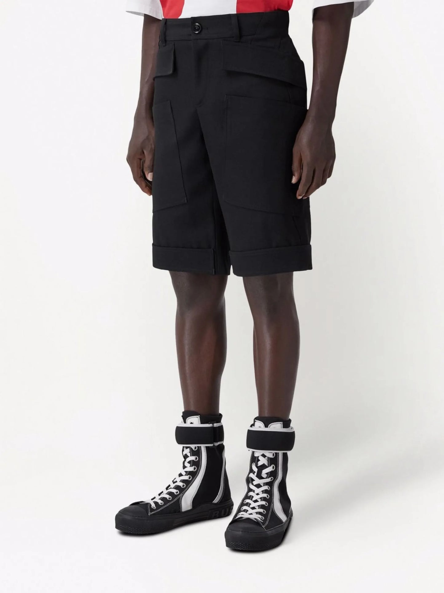 panel-detail wool shorts