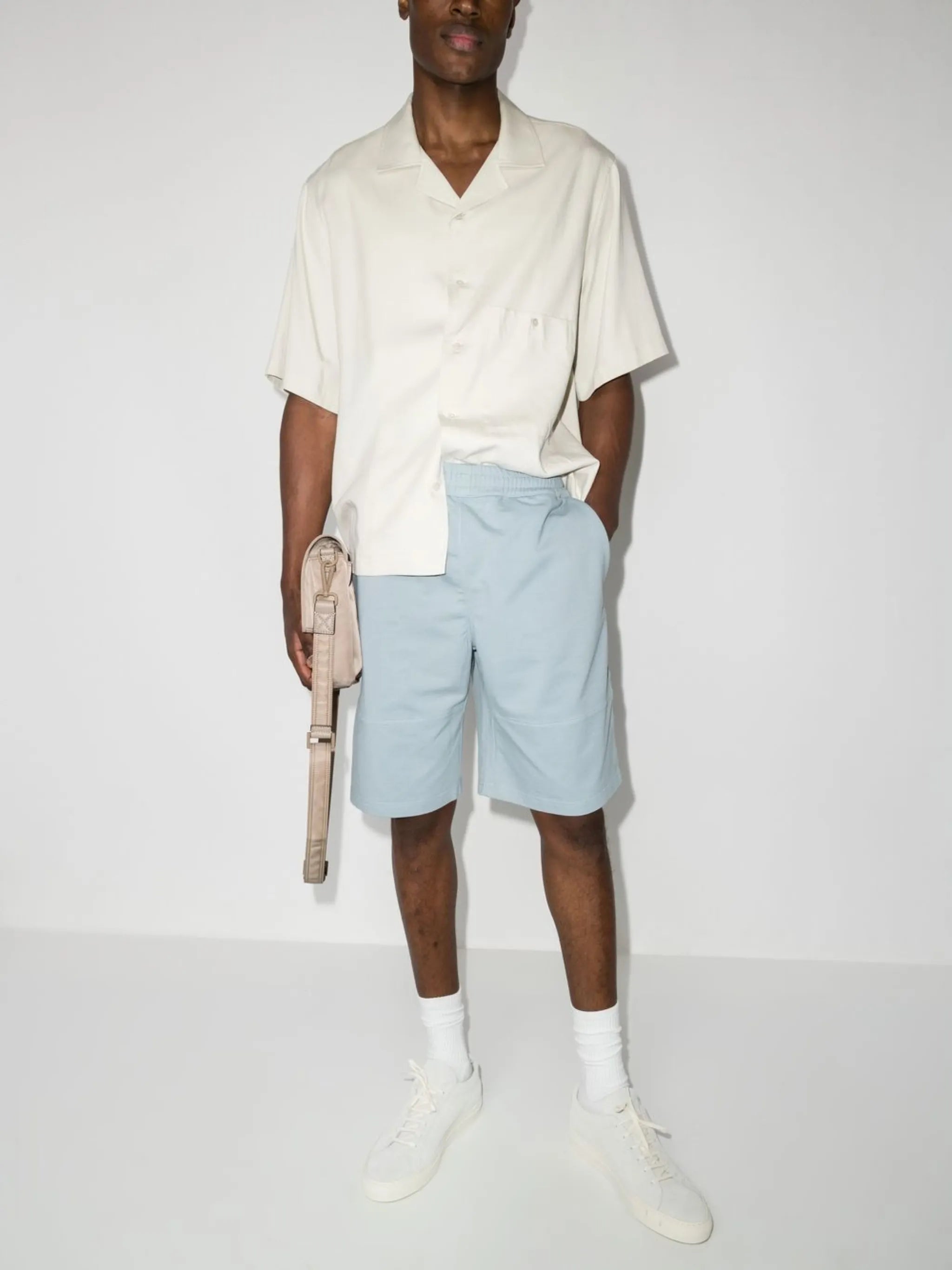 elasticated-waist cotton track shorts