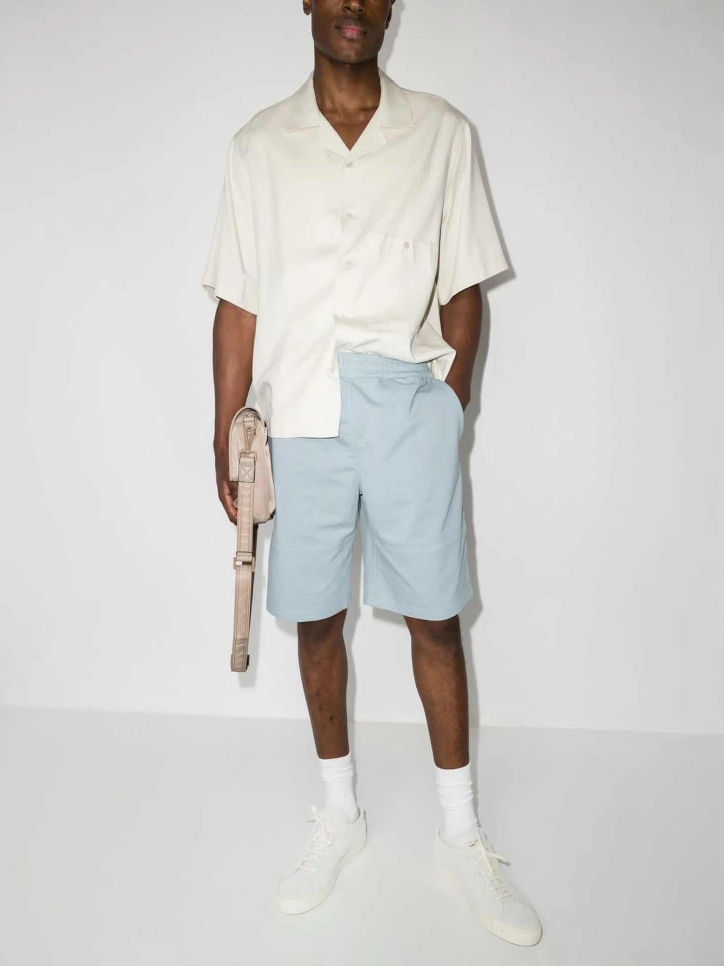 elasticated-waist cotton track shorts