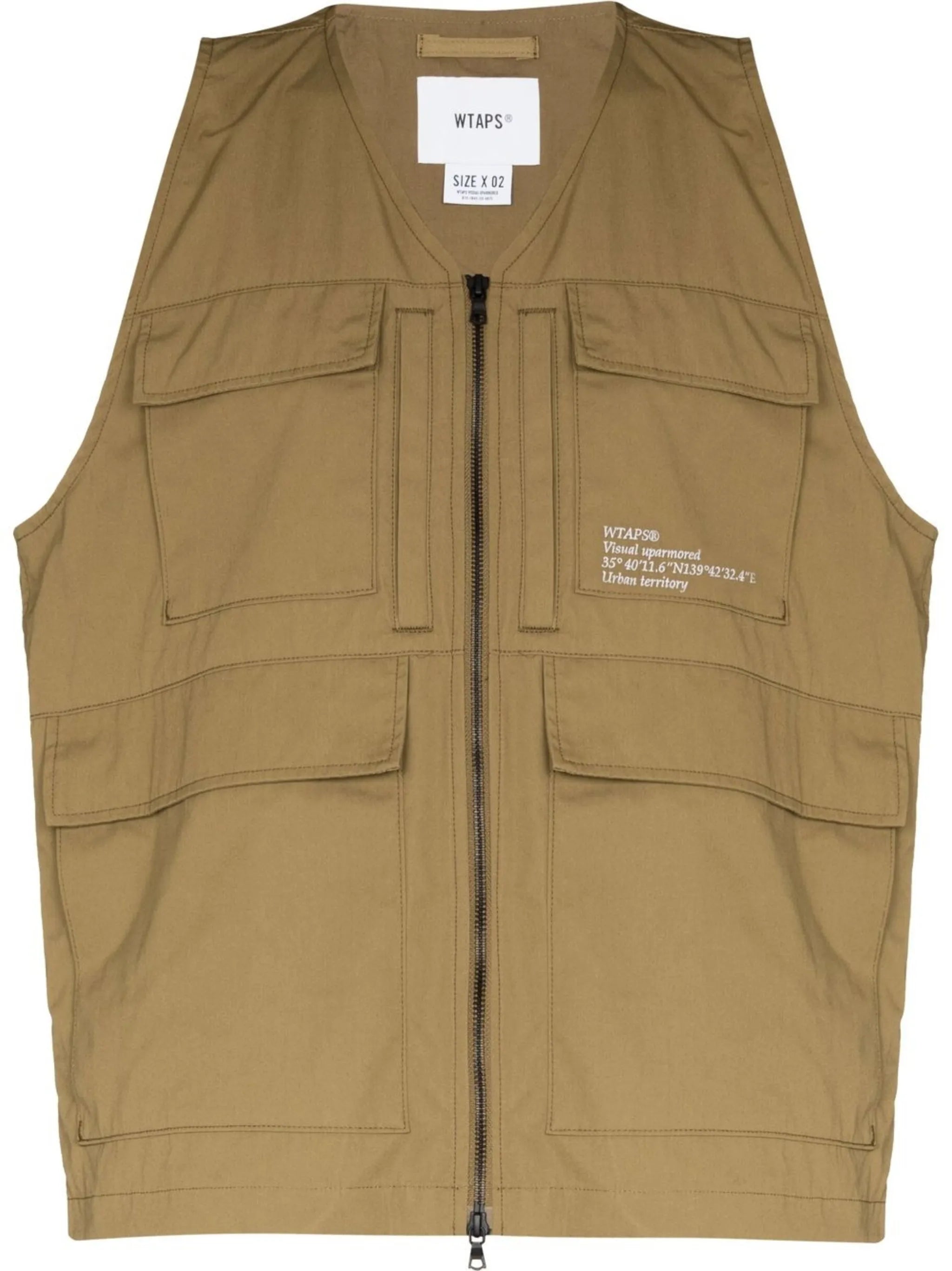 logo-print zip-up gilet