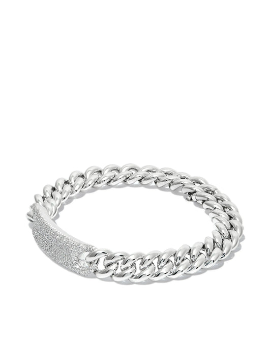 18K white gold diamond id plate bracelet
