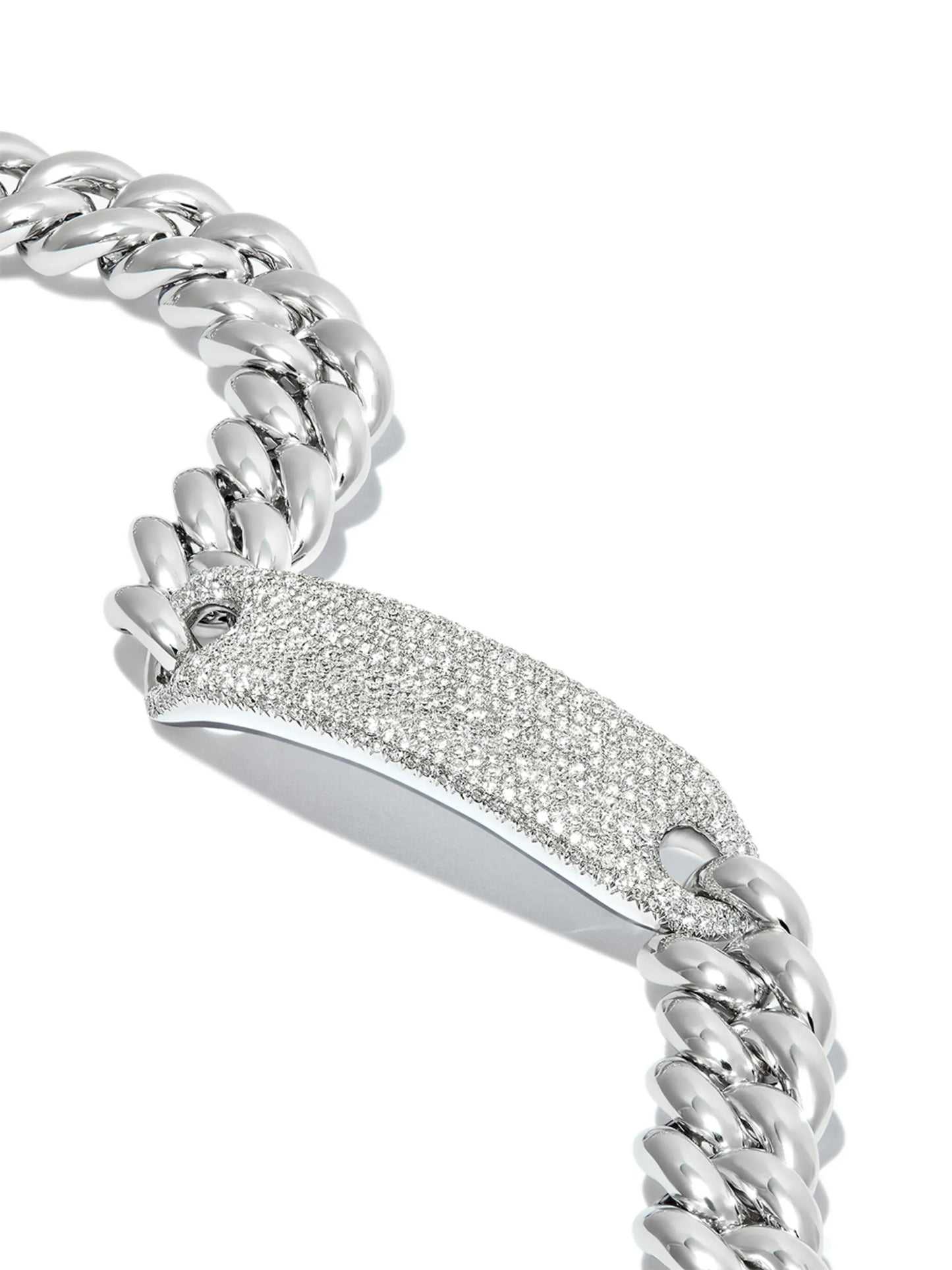 18K white gold diamond id plate bracelet