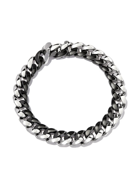 18kt white and black gold curb-link bracelet