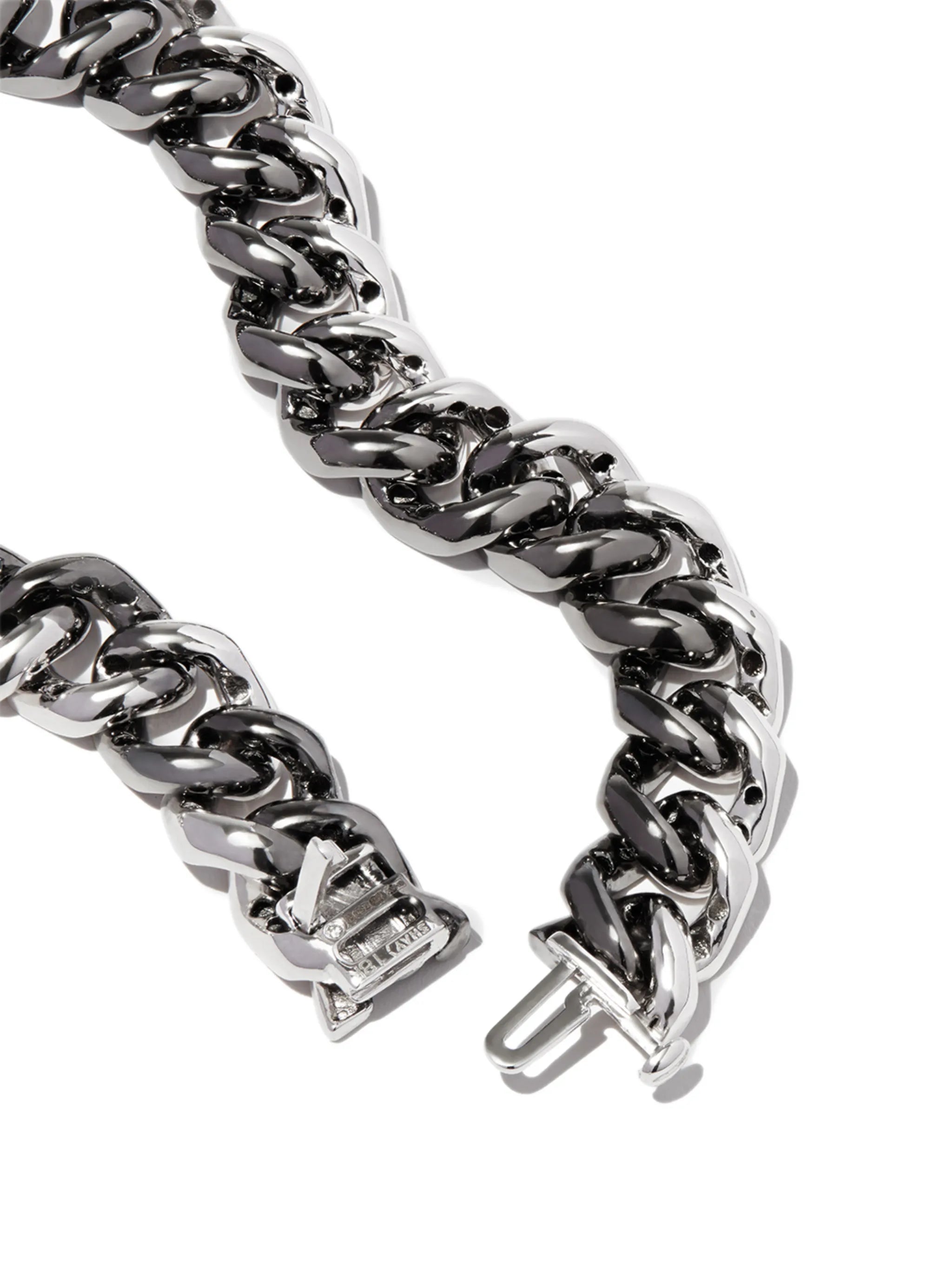 18K white and black gold curb-link bracelet