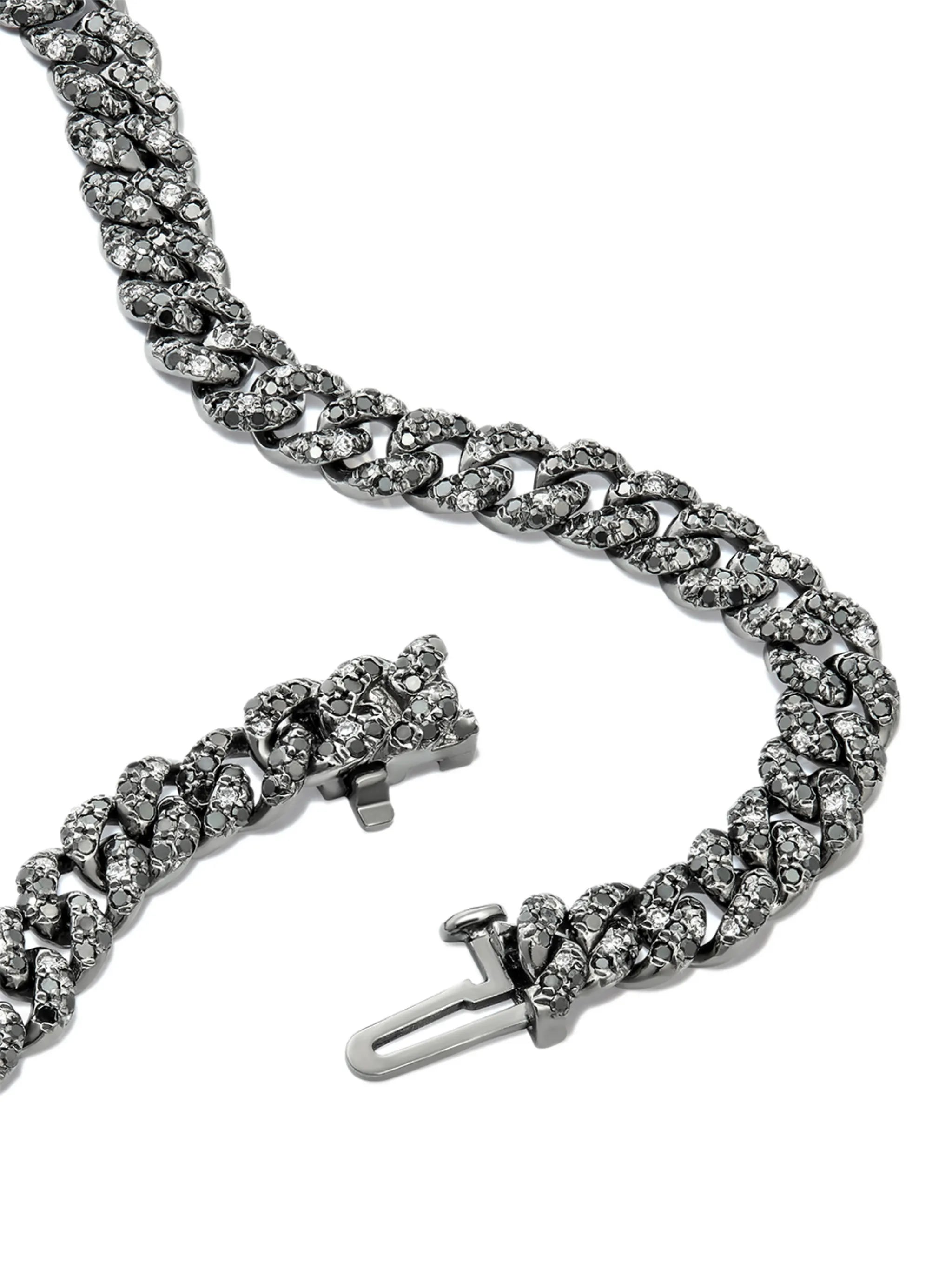 18kt white gold diamond flat link bracelet