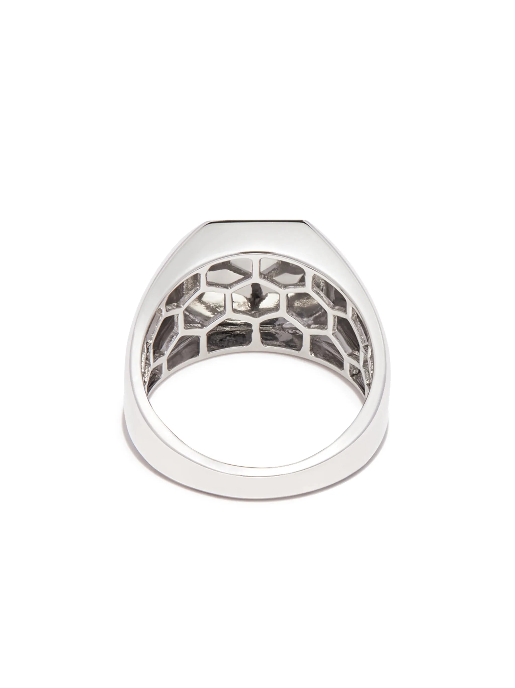 18K white gold champion initial ring