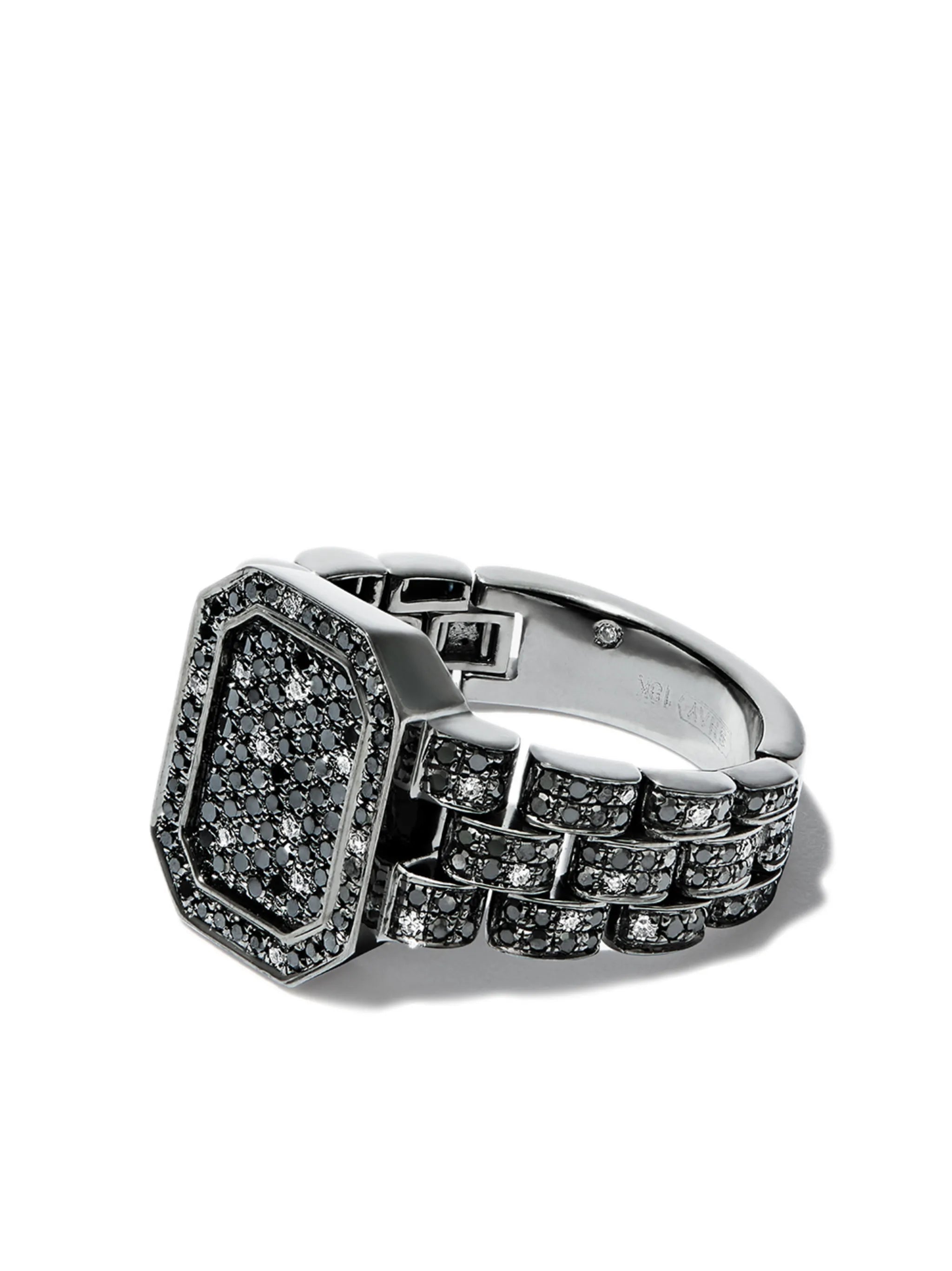 18kt white gold diamond signet ring