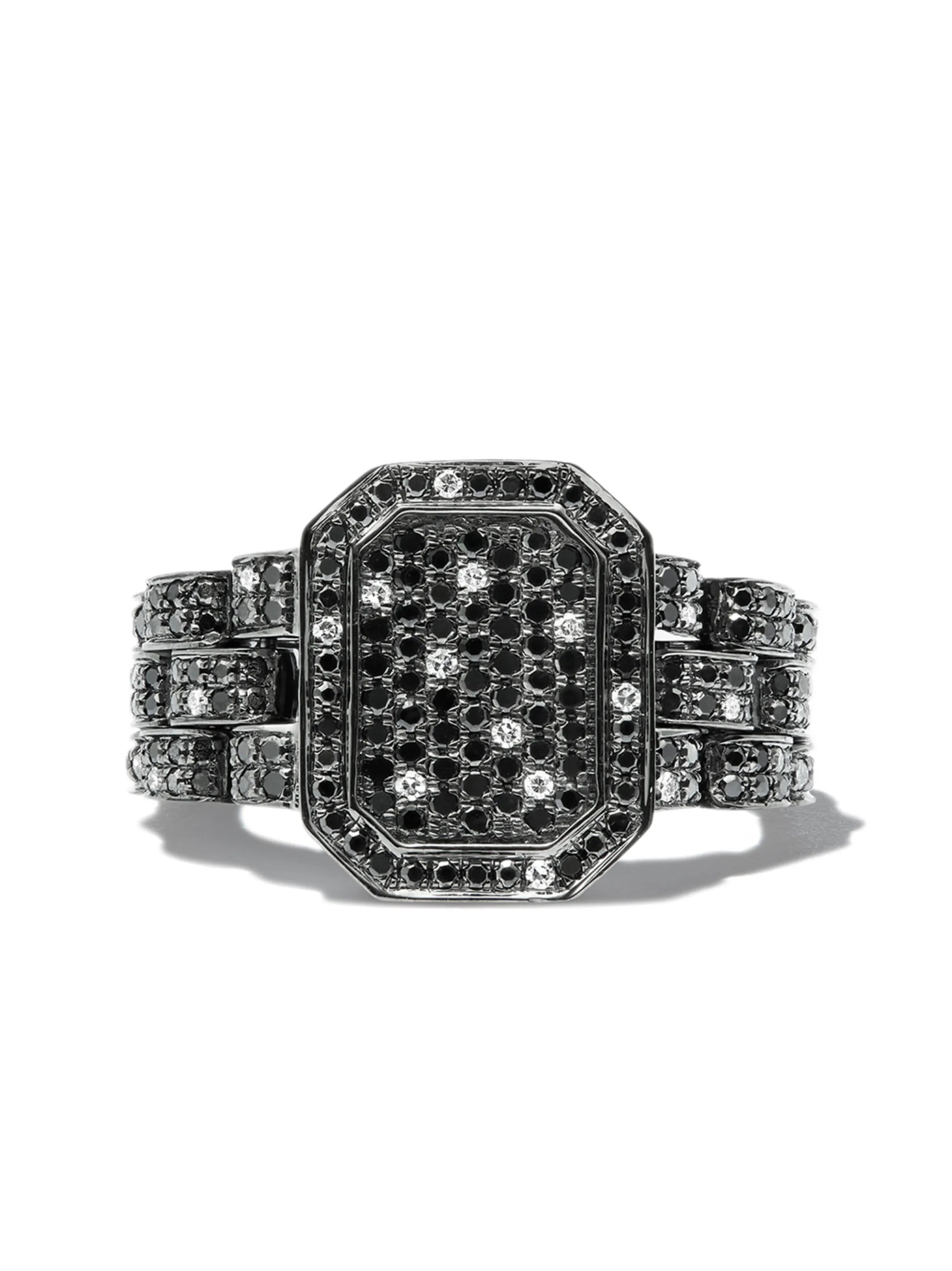 18kt white gold diamond signet ring