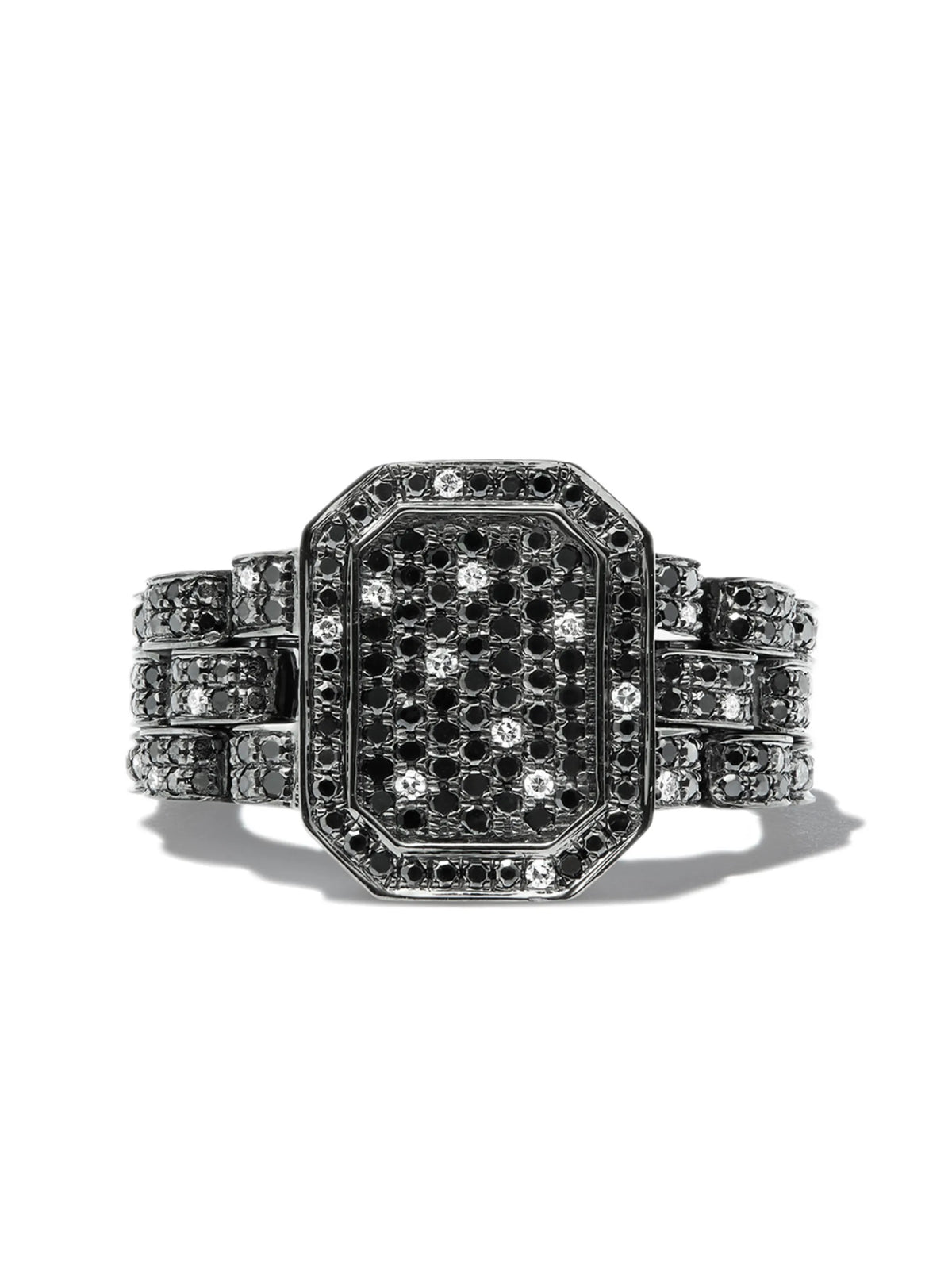 18kt white gold diamond signet ring