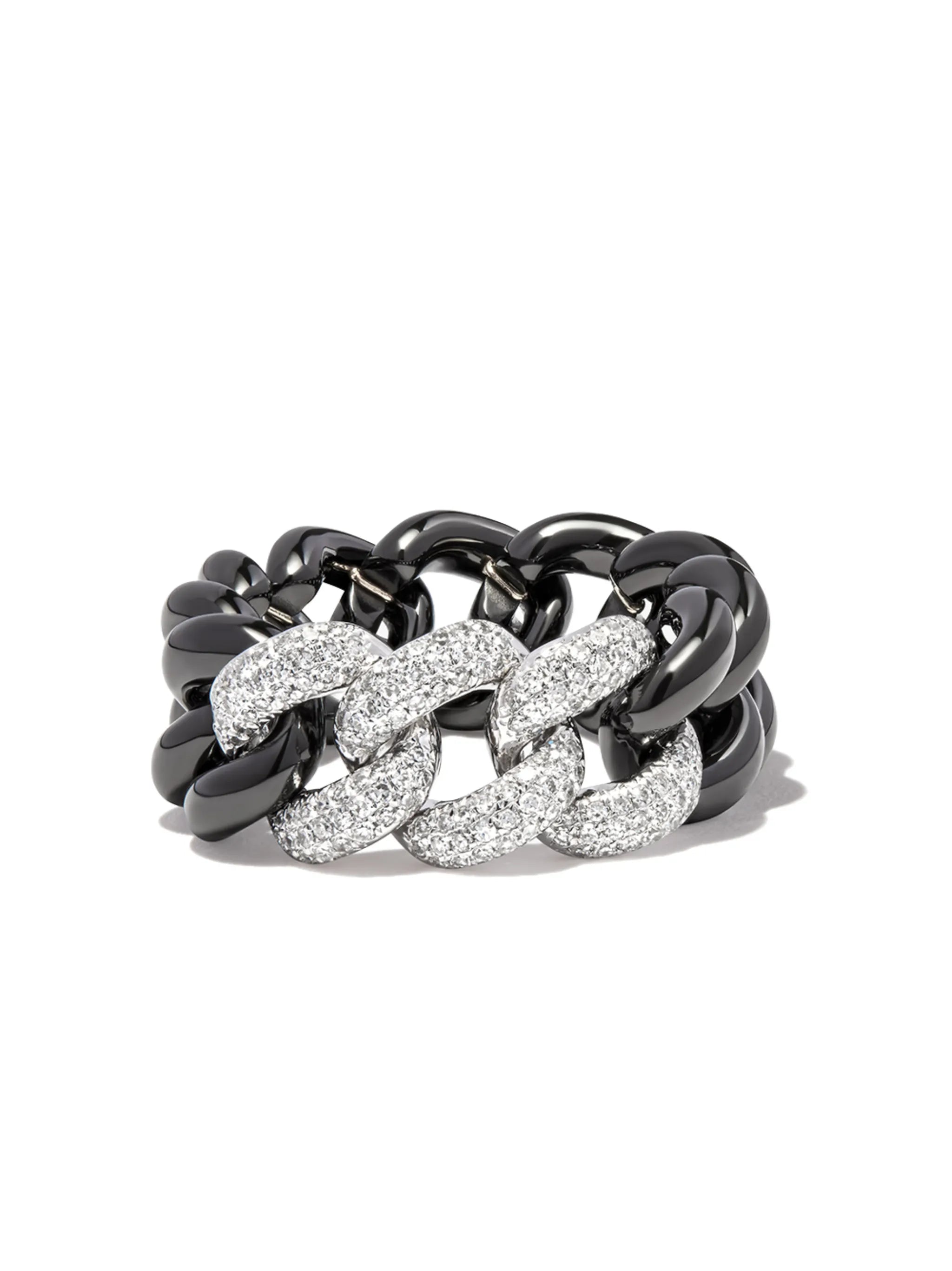18K white gold diamond link ring