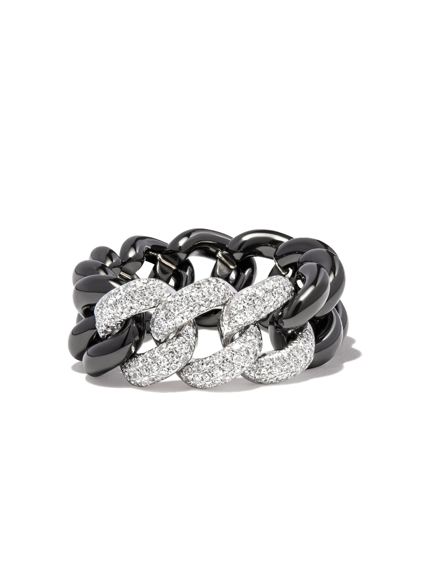 18K white gold diamond link ring
