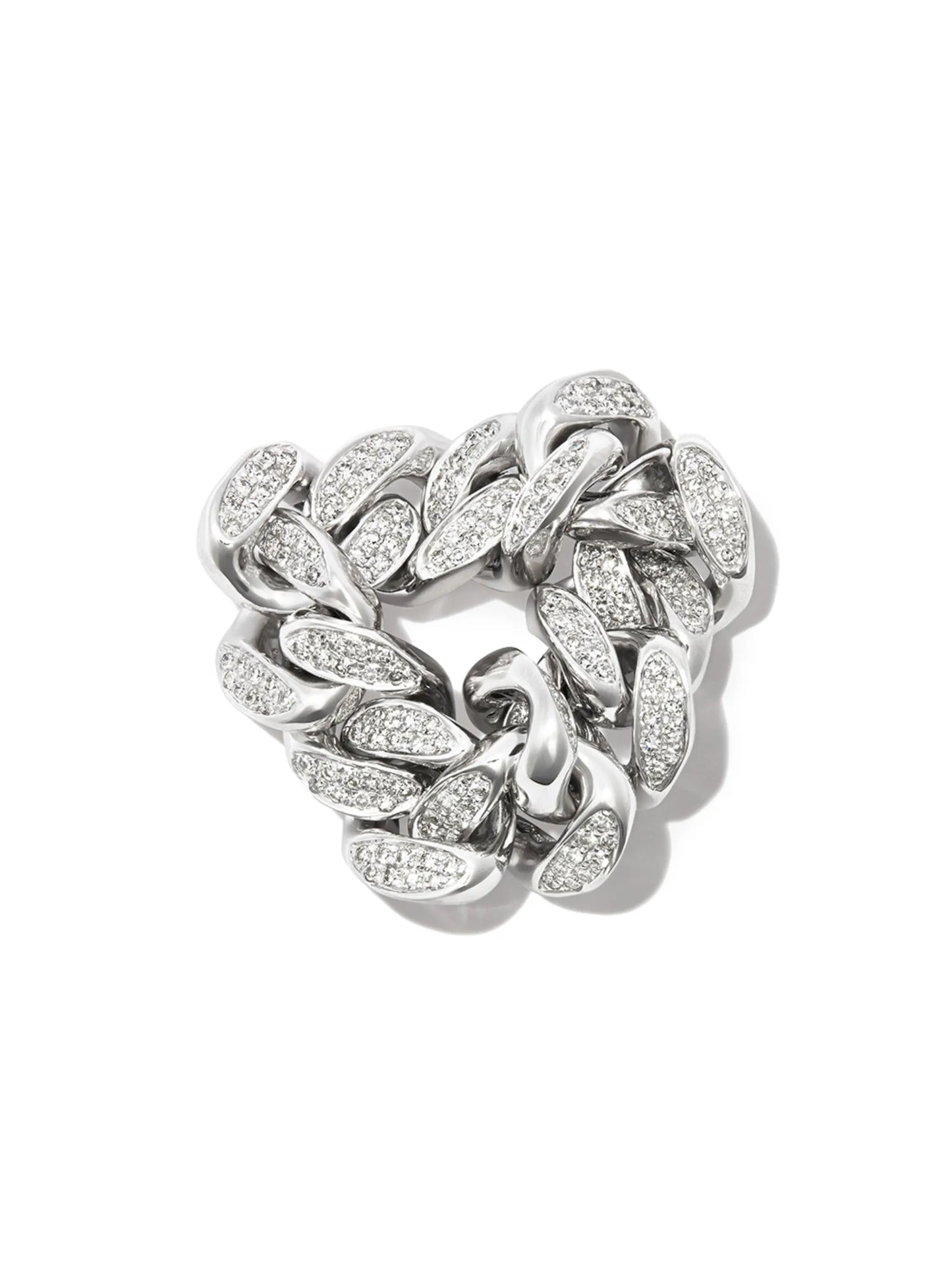 18kt white gold diamond flat-link ring