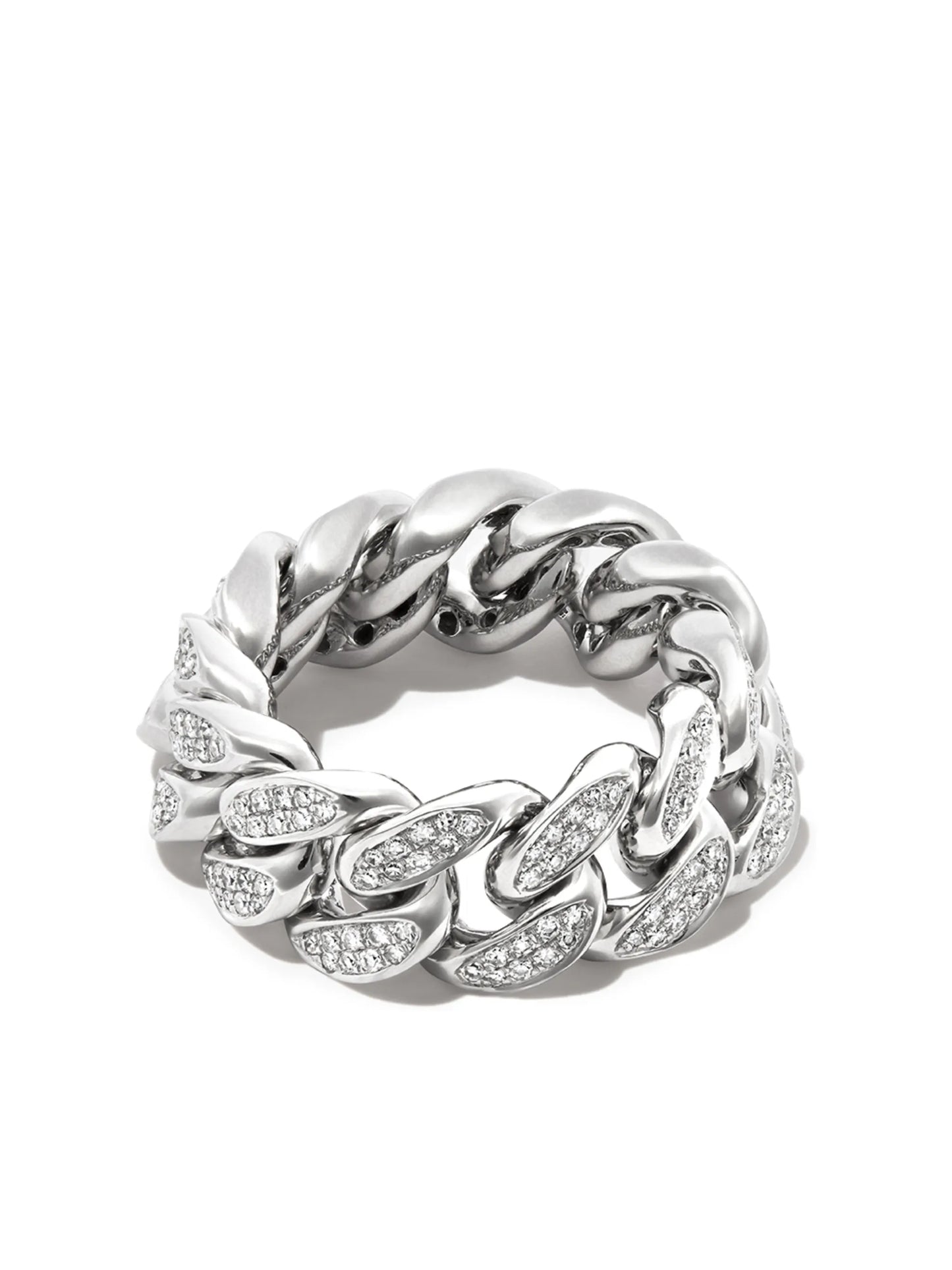 18kt white gold diamond flat-link ring