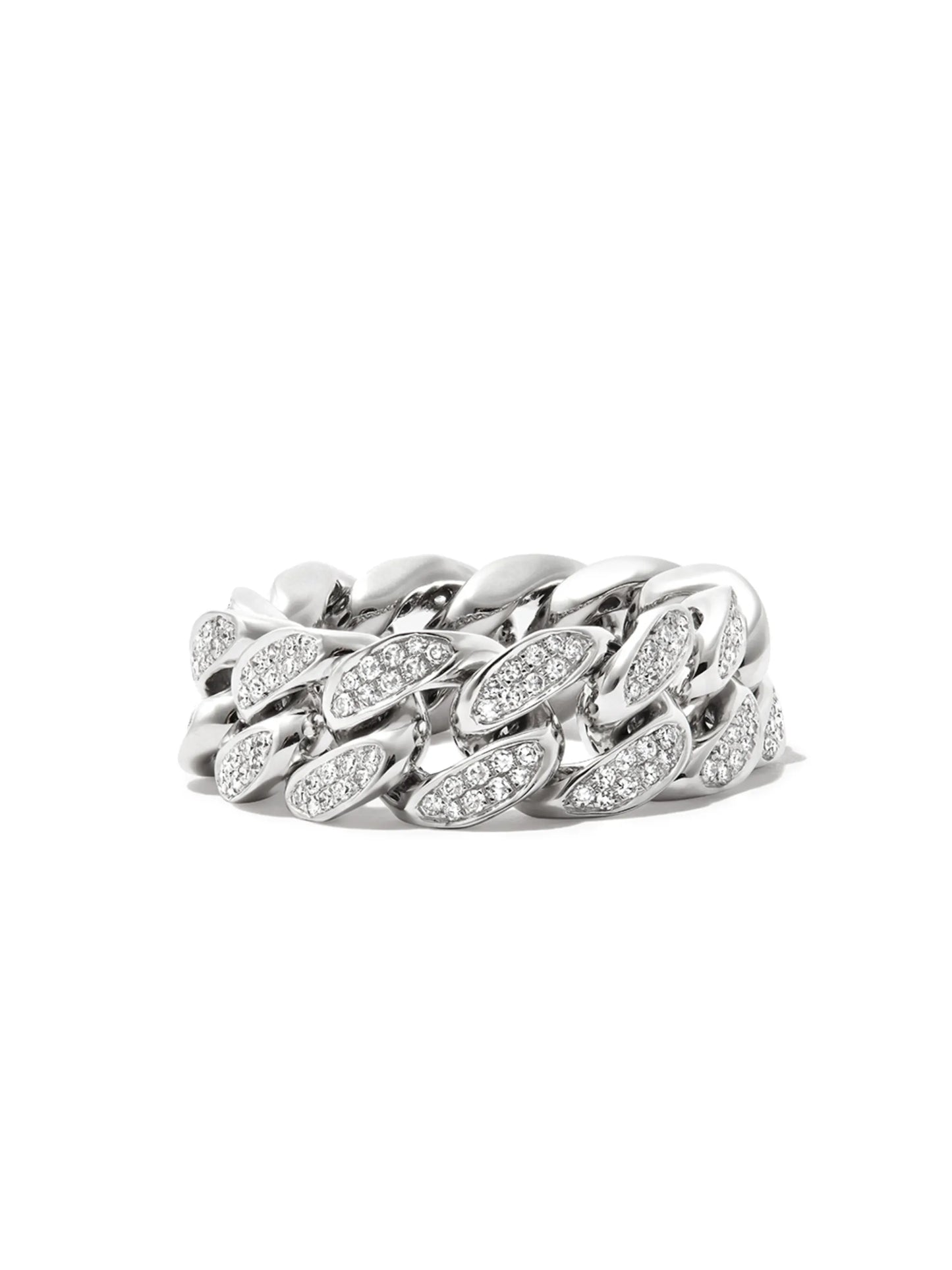 18kt white gold diamond flat-link ring