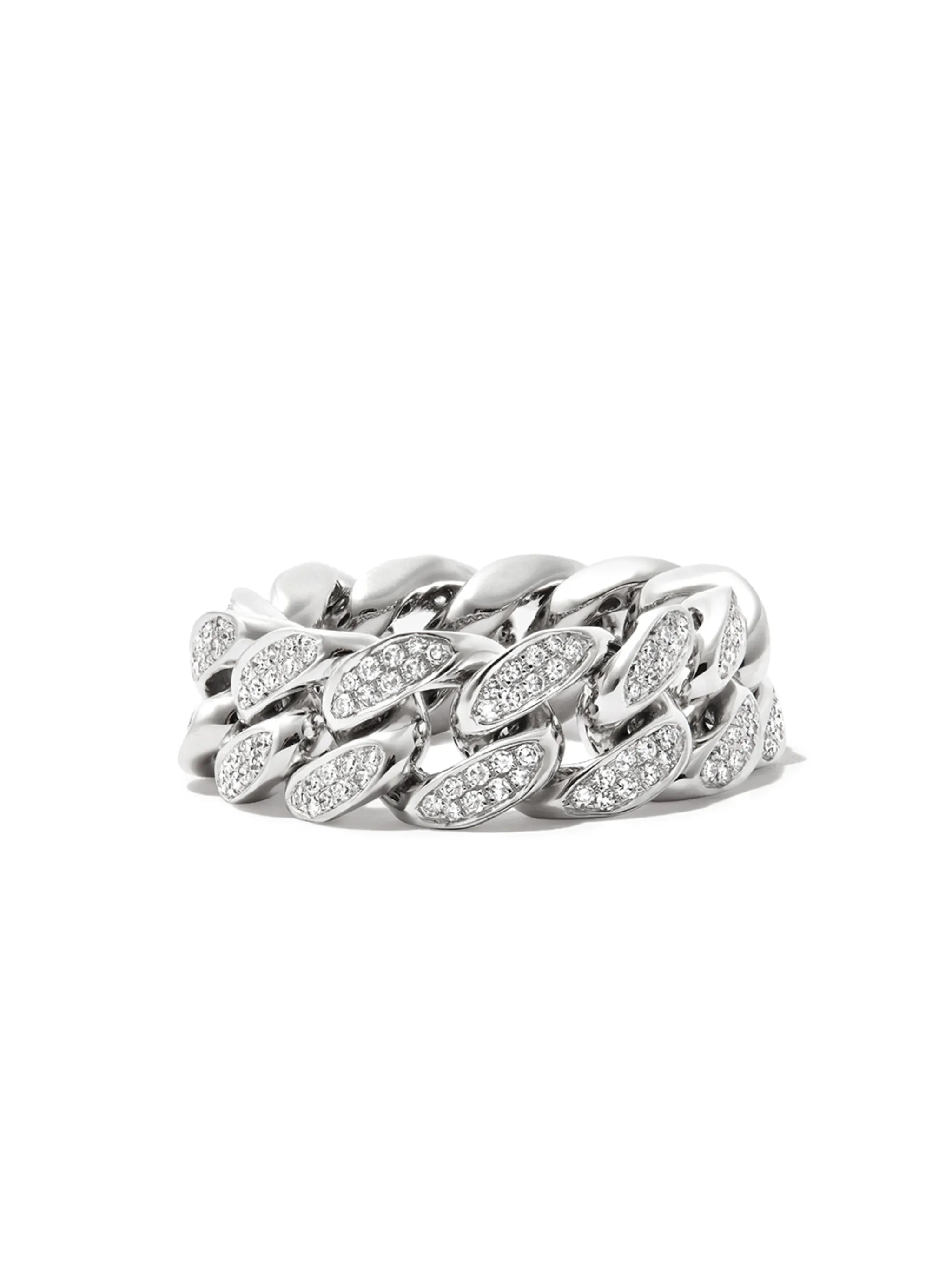 18K white gold diamond flat-link ring