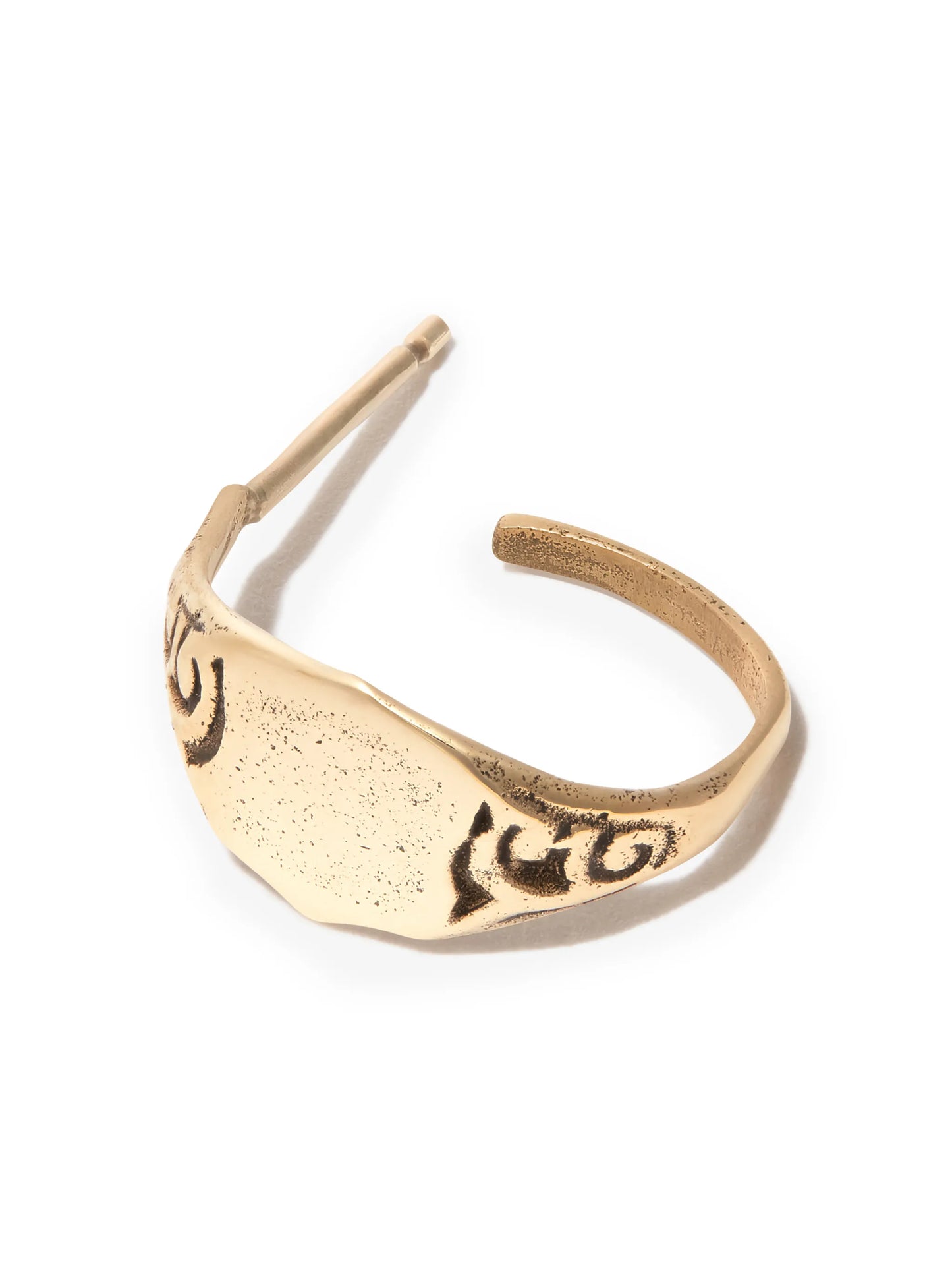 9kt yellow gold signet single earring