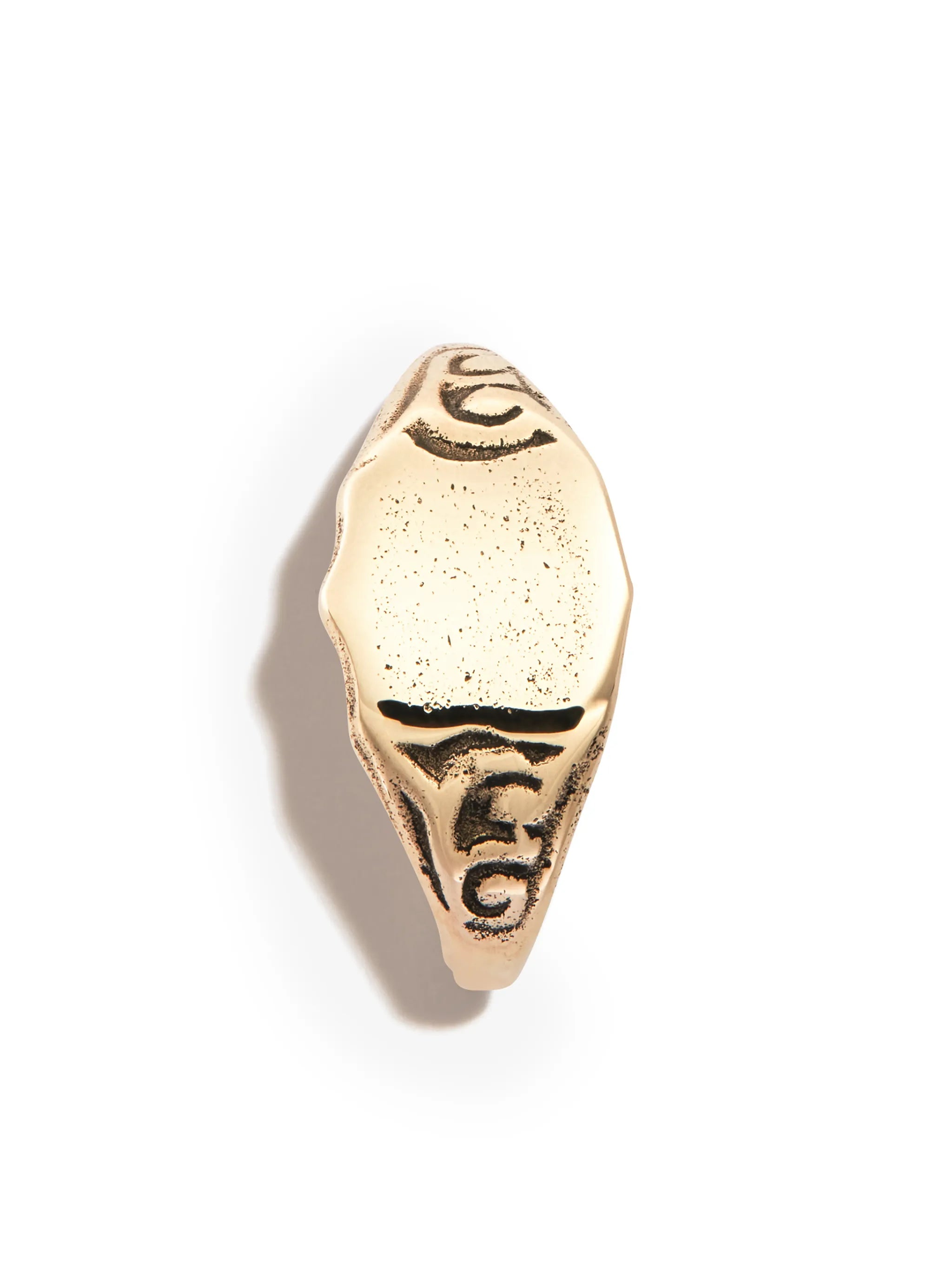 9kt yellow gold signet single earring