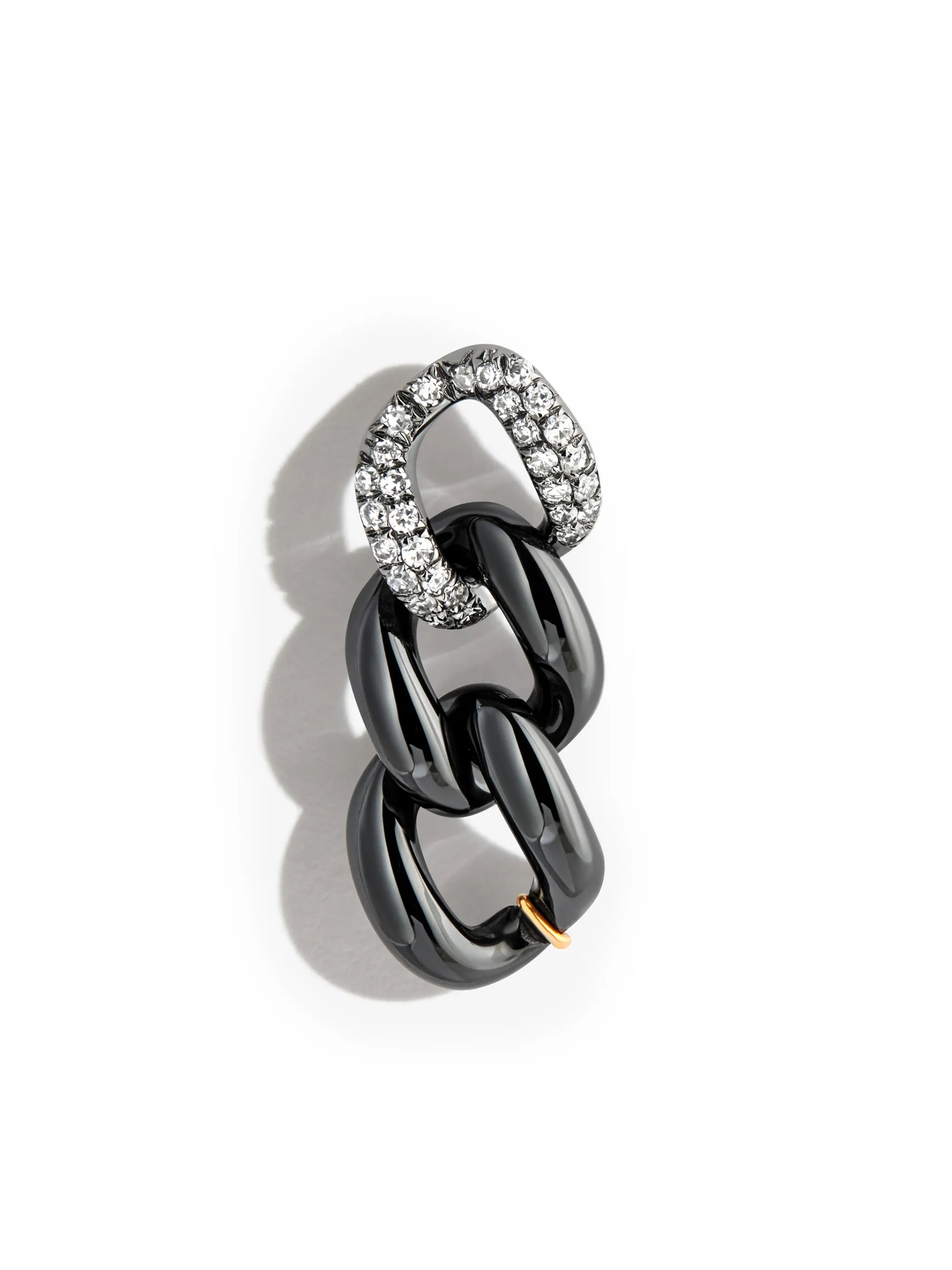 18K black gold diamond chain stud earring