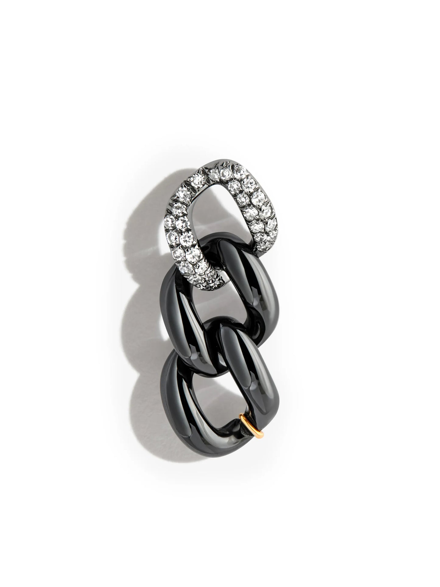 18K black gold diamond chain stud earring