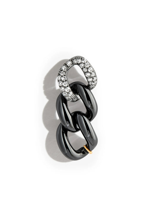 18K black gold diamond chain stud earring