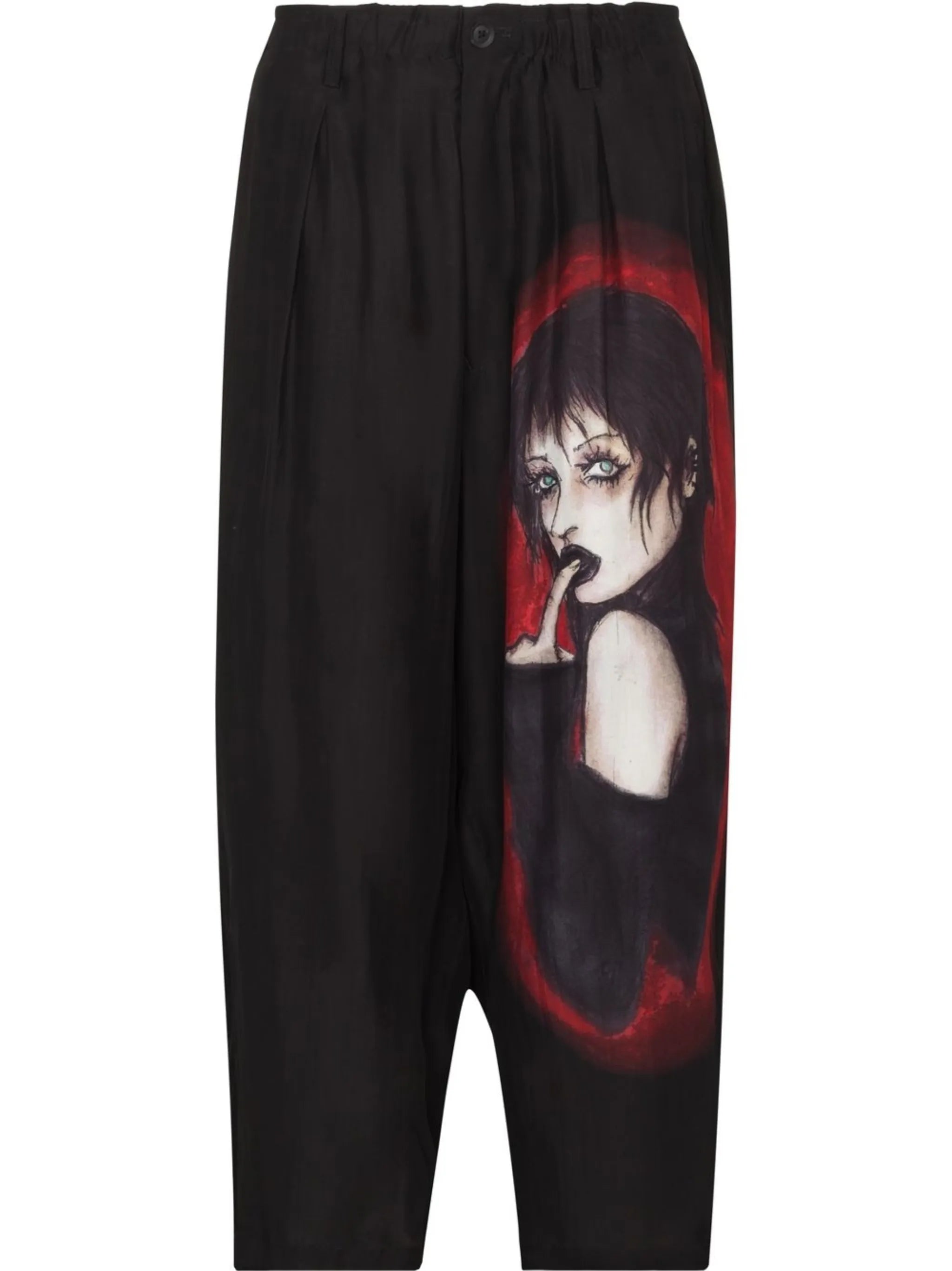 graphic-print cropped silk trousers