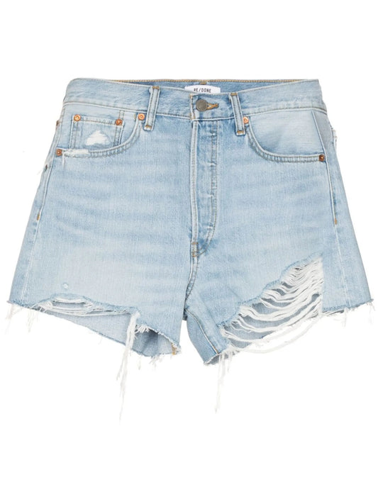 90s low-rise distressed denim shorts