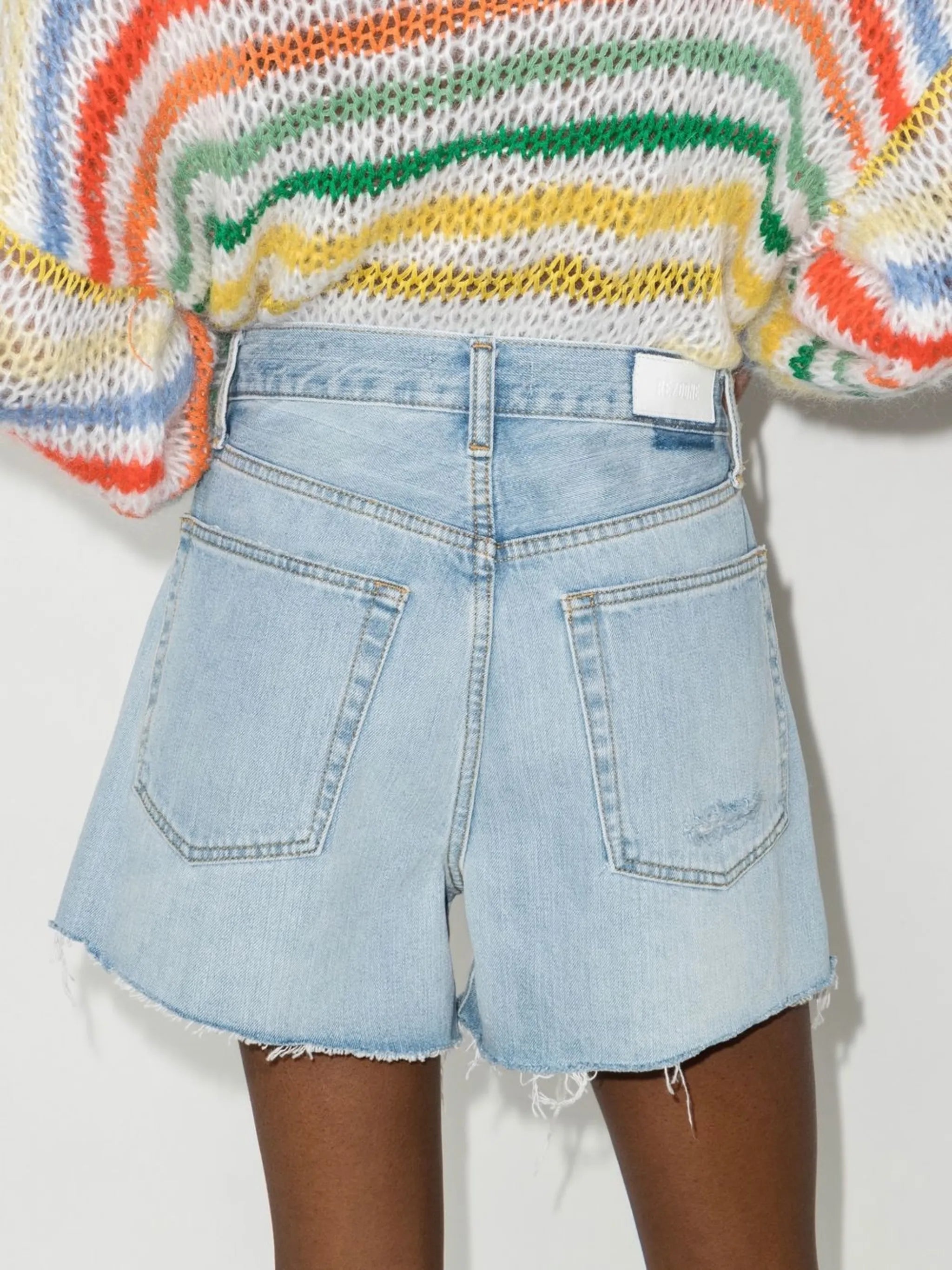 90s low-rise distressed denim shorts