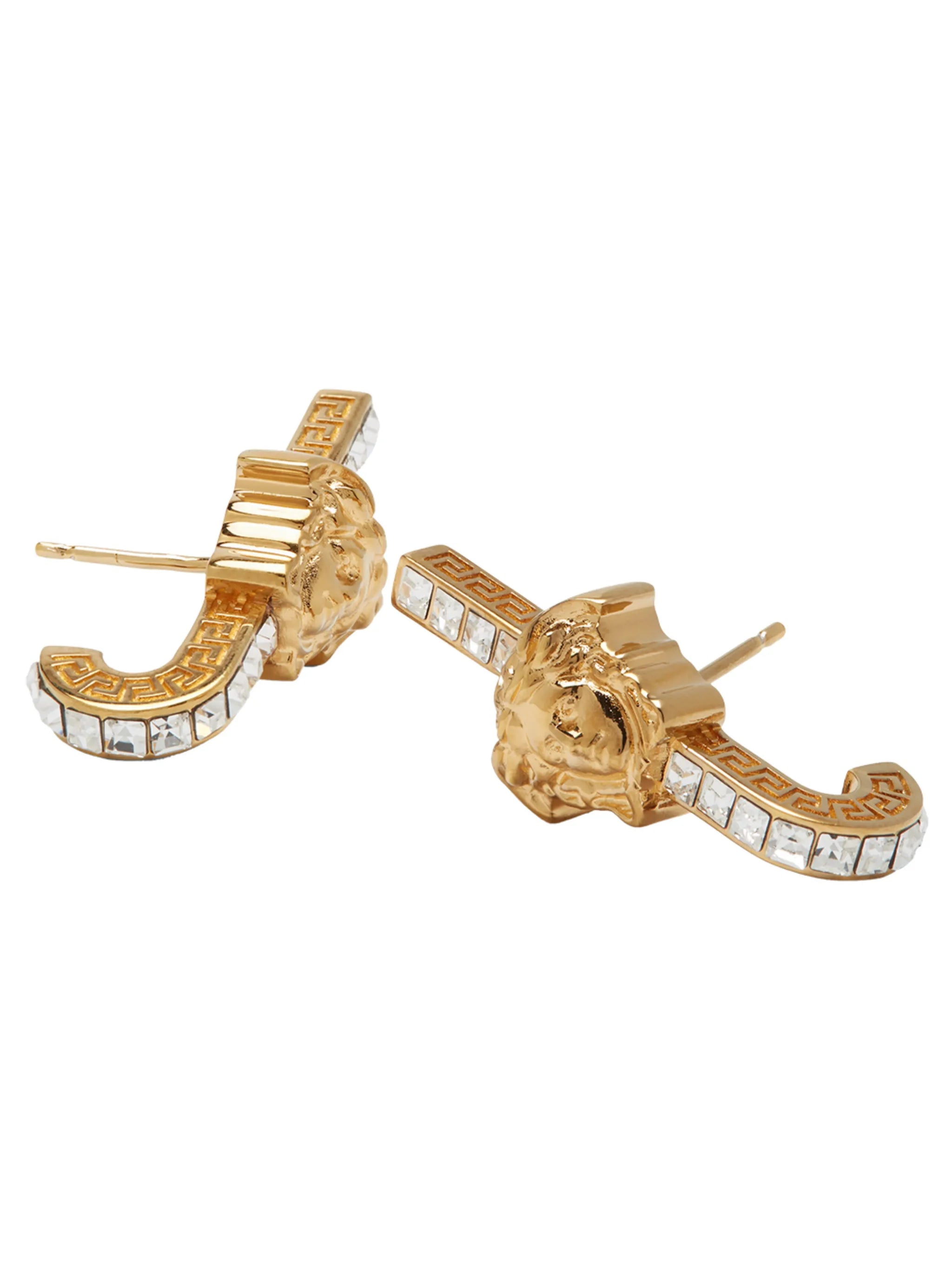 Medusa crystal-embellished huggie earrings