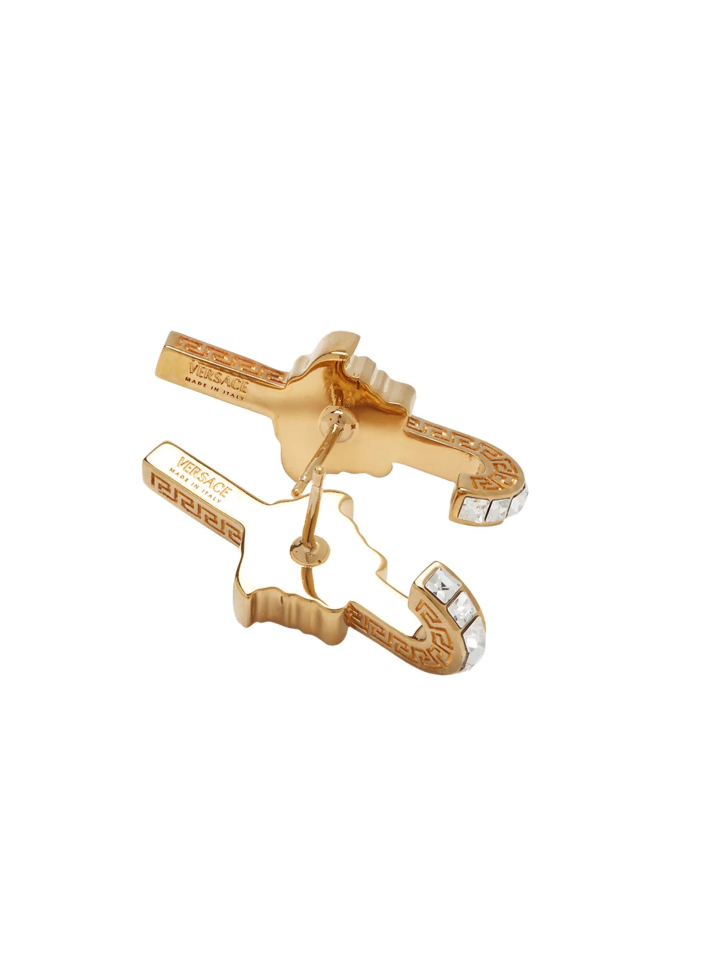 Medusa crystal-embellished huggie earrings