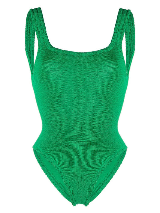 crinkle-finish backless one-piece