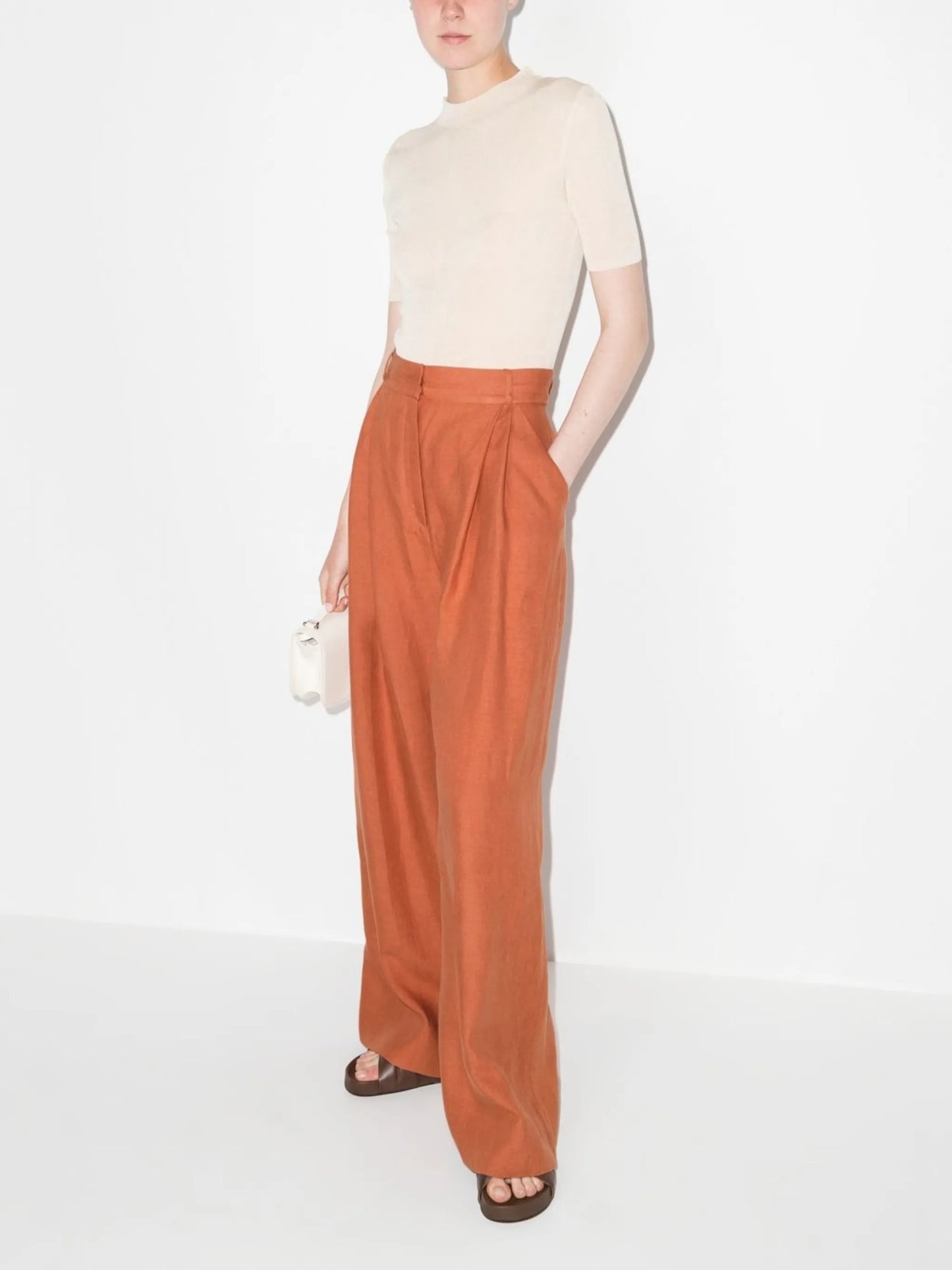 high-waisted wide-leg trousers