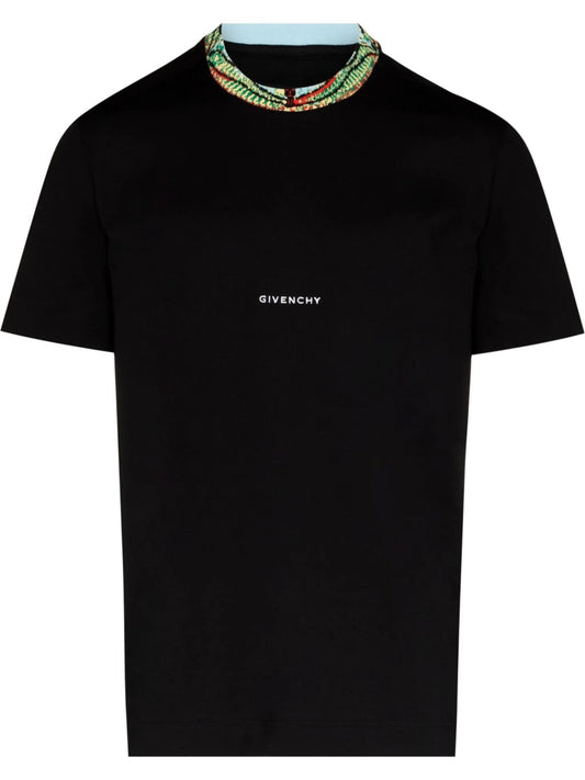 contrasting-collar short-sleeved T-shirt