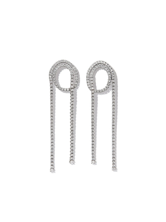 18kt white gold Loop Tennis diamond drop earrings